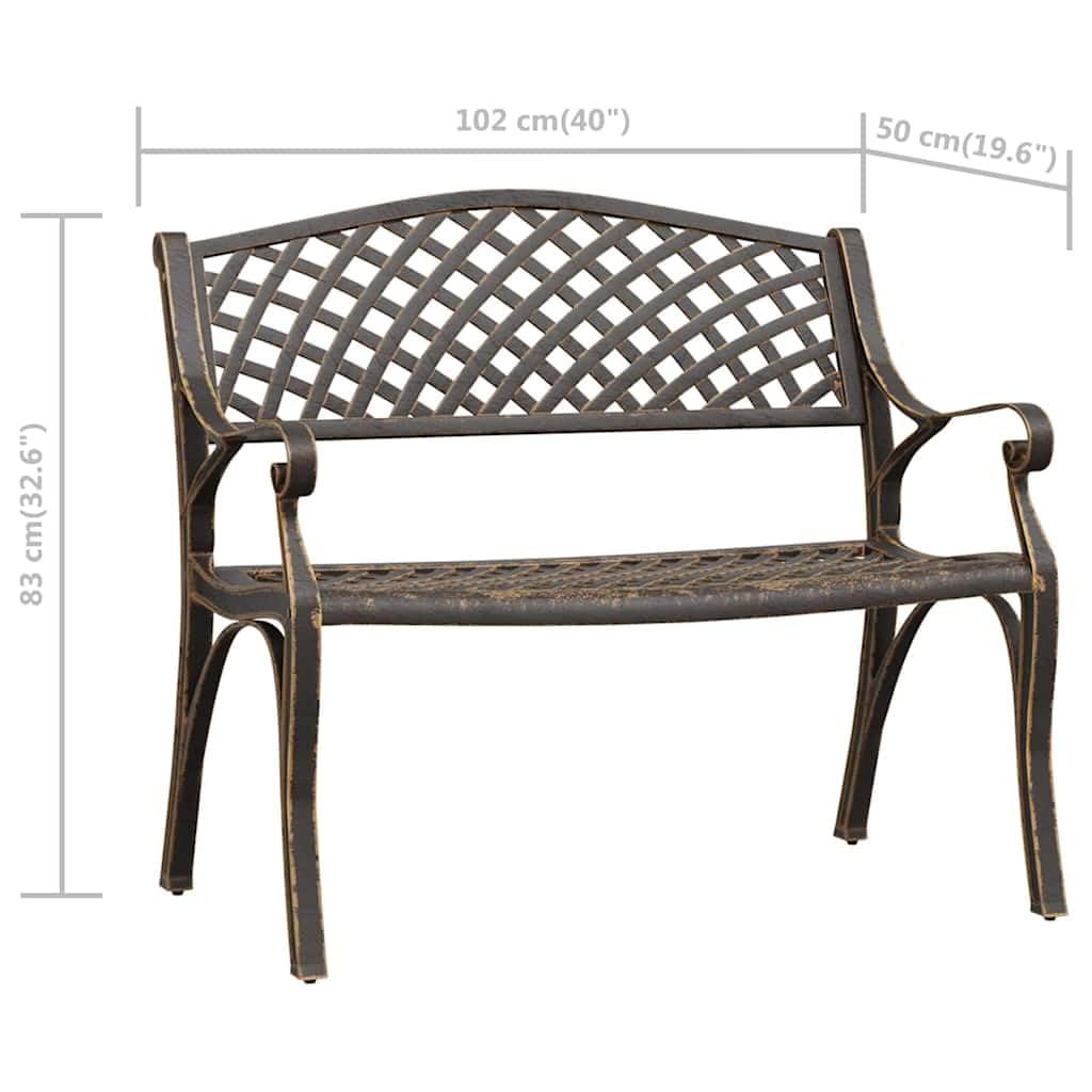 Cast Aluminum Patio Bench with Backrest F7794