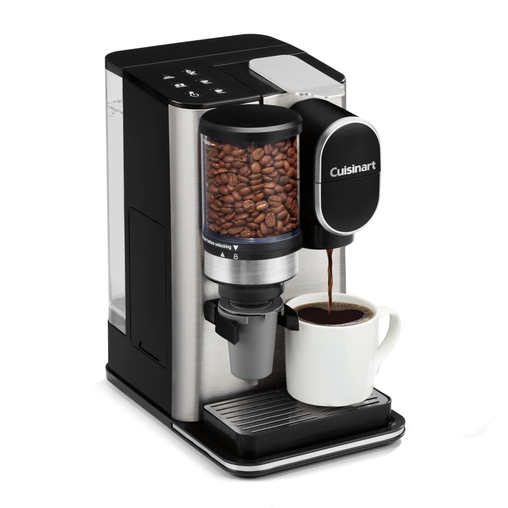 Single-Serve Coffee Maker + Coffee Grinder with 48-Ounce Removable Reservoir, Stainless Steel V435585