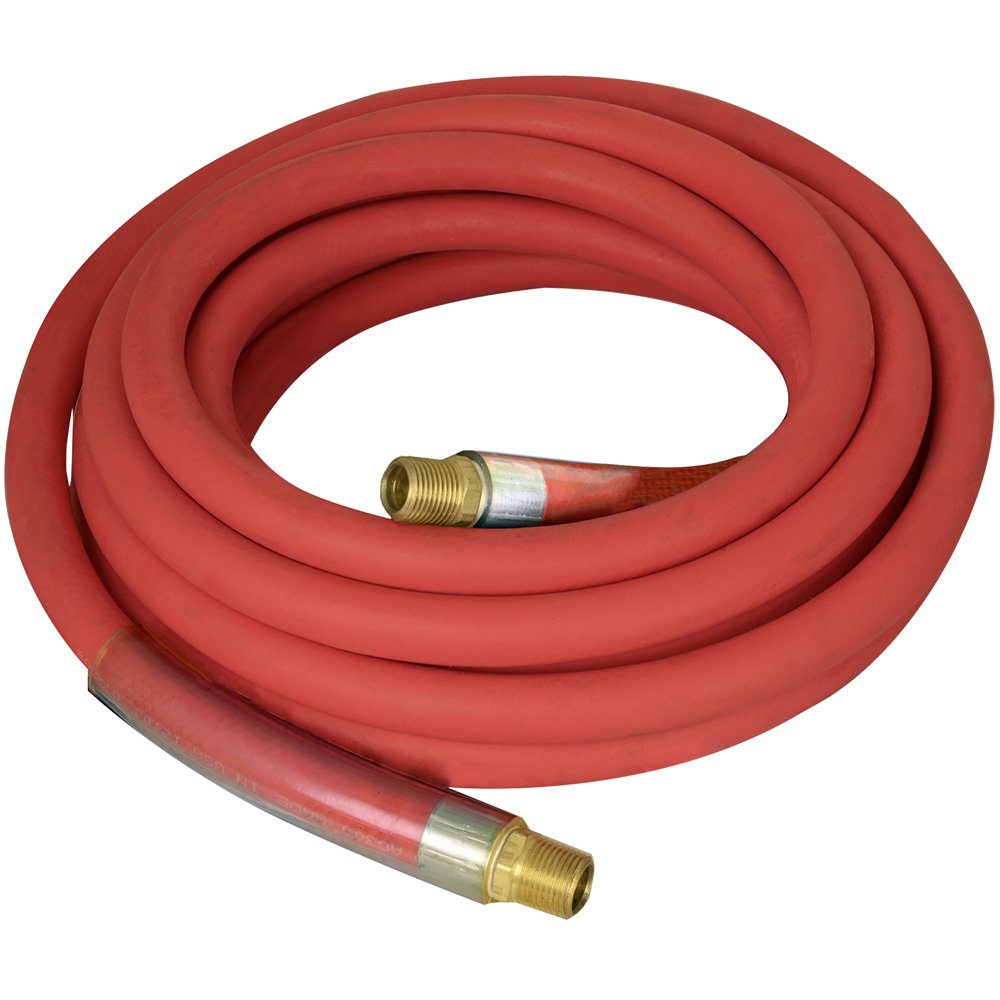 3/4" x 100' Industrial Rubber Water Hose Assembly with Male x Female Garden Hose Thread Fittings, Black F425339