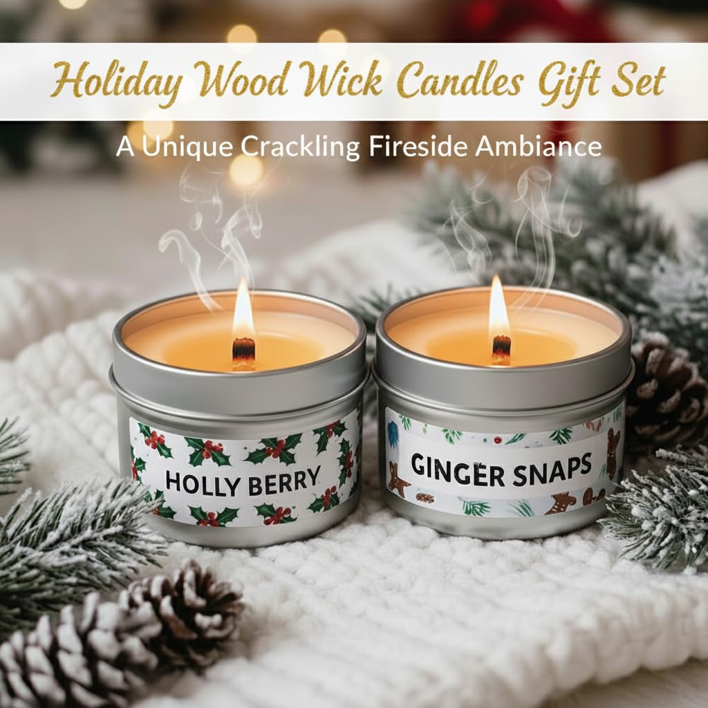 2 Pack Soy Wax Wood Wick Candles T130702