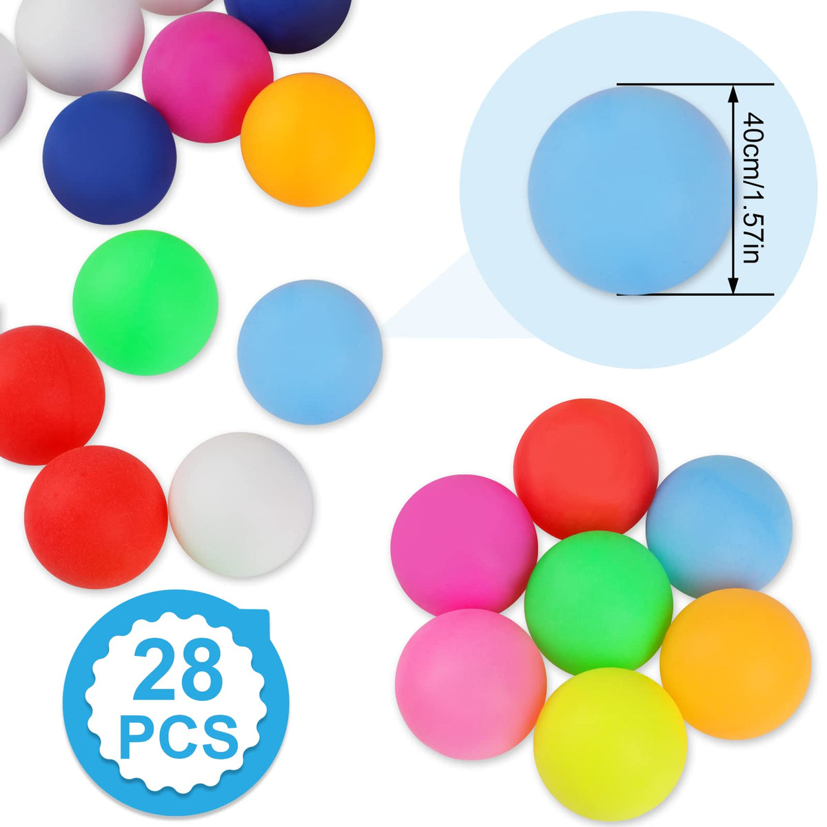 28 Pcs 40mm Ping Pong Balls U78563