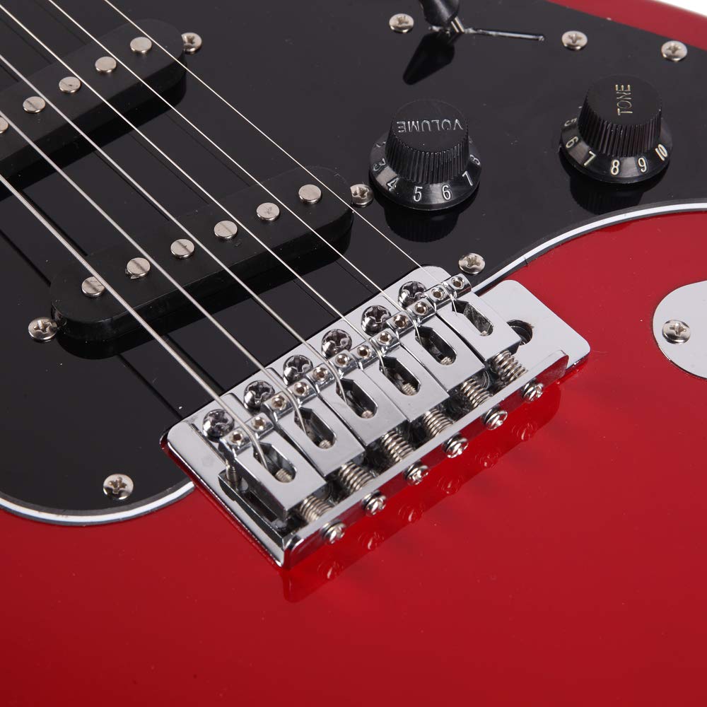 39 Inch Beginner Electric Guitar Kit with Bag, Strap, 20W Amplifier, Red A4007