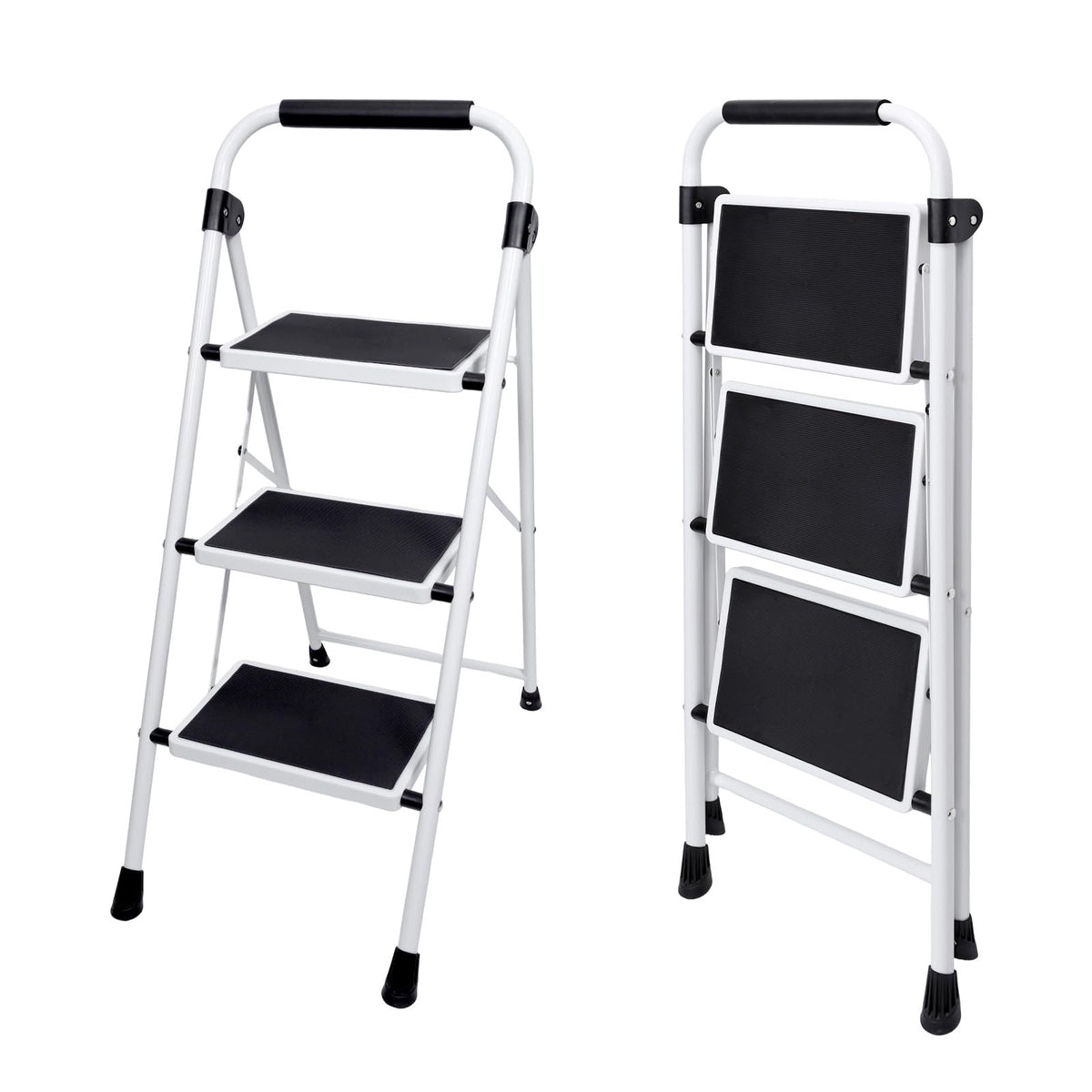 3 Step Ladder with Anti-Slip Pedal & Handrail Y56212