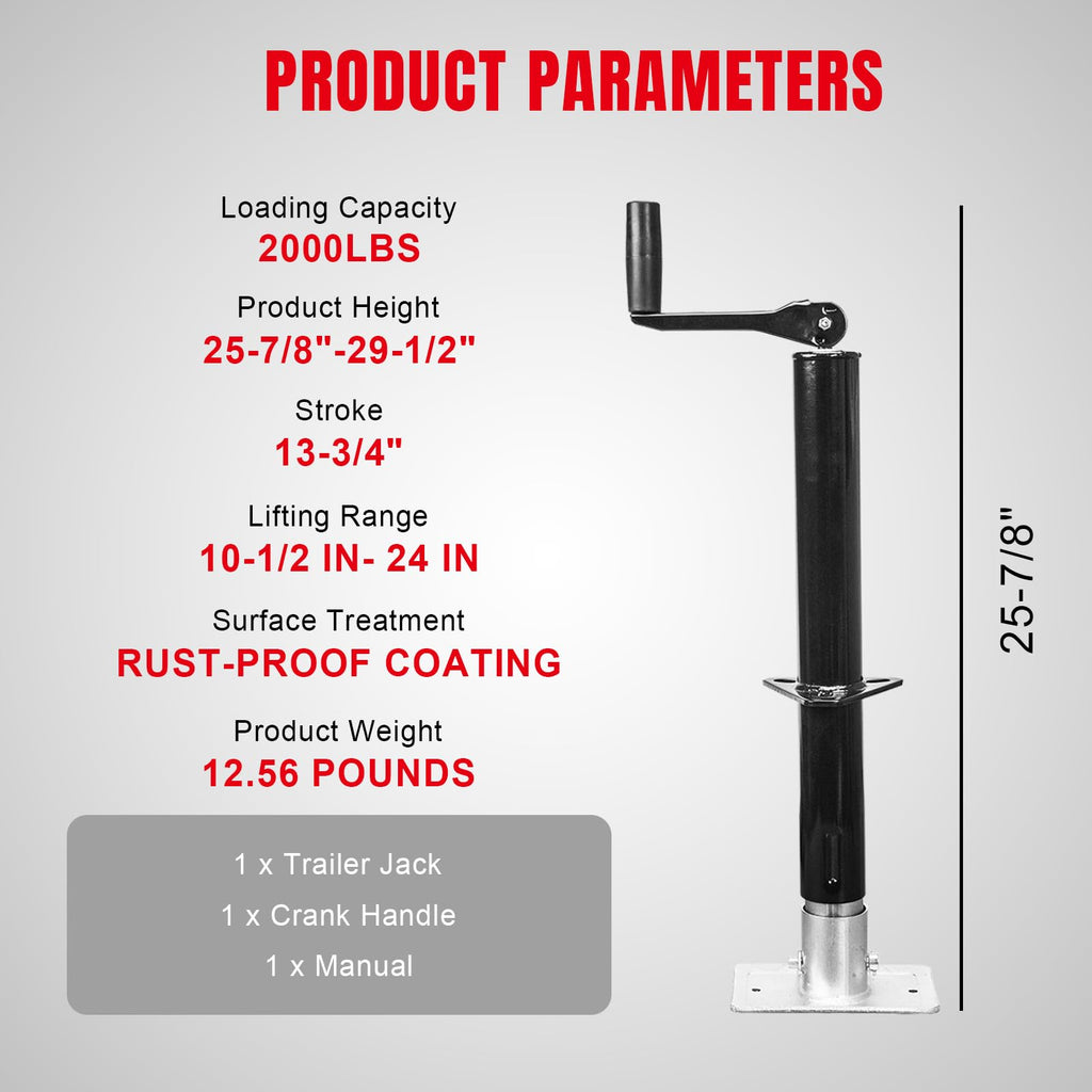 A-Frame Trailer Jack 2,000 LBs Capacity 14 Inches Vertical Travel L609