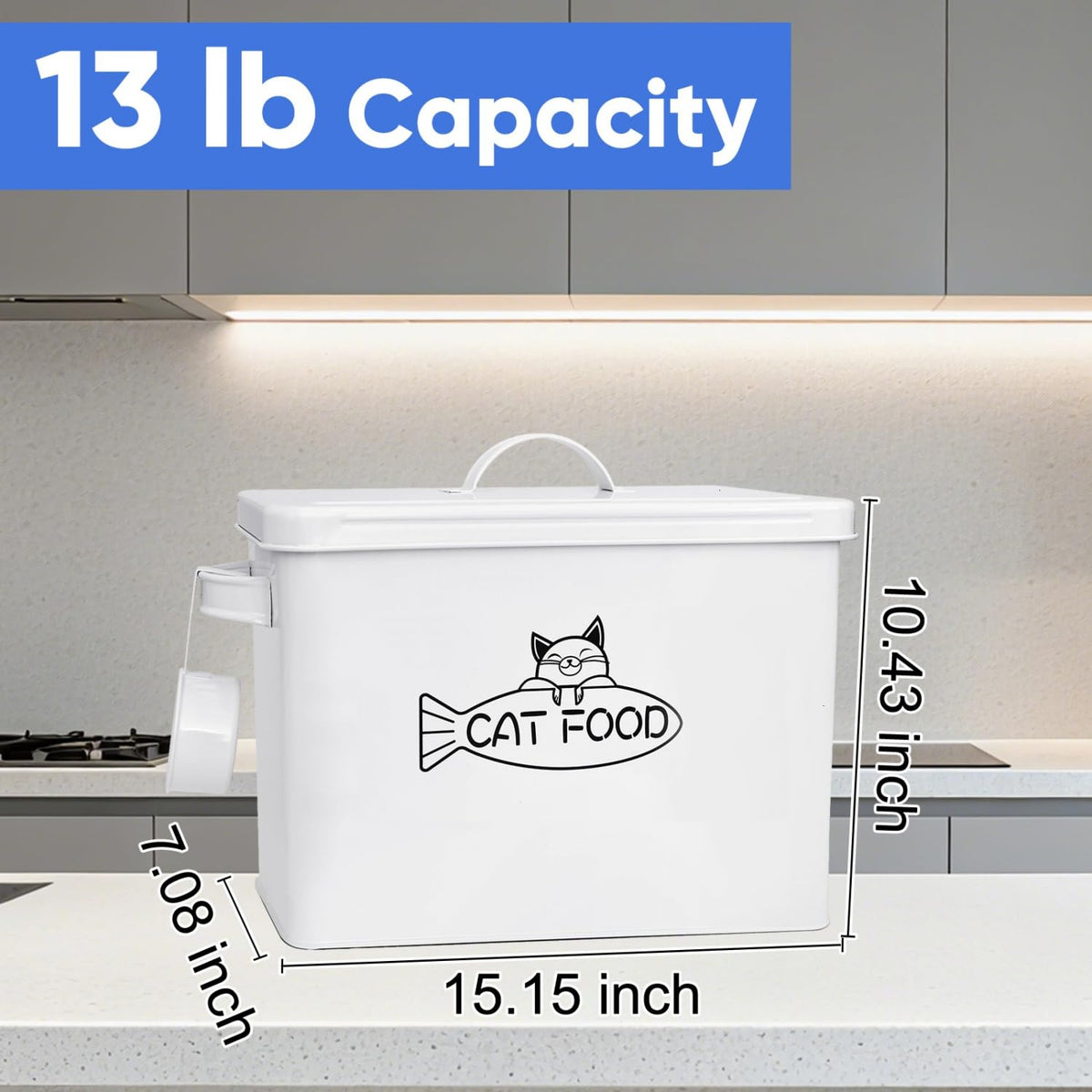 Large Airtight Pet Food Storage Container with Lid and Scoop 12-13 lbs O78269