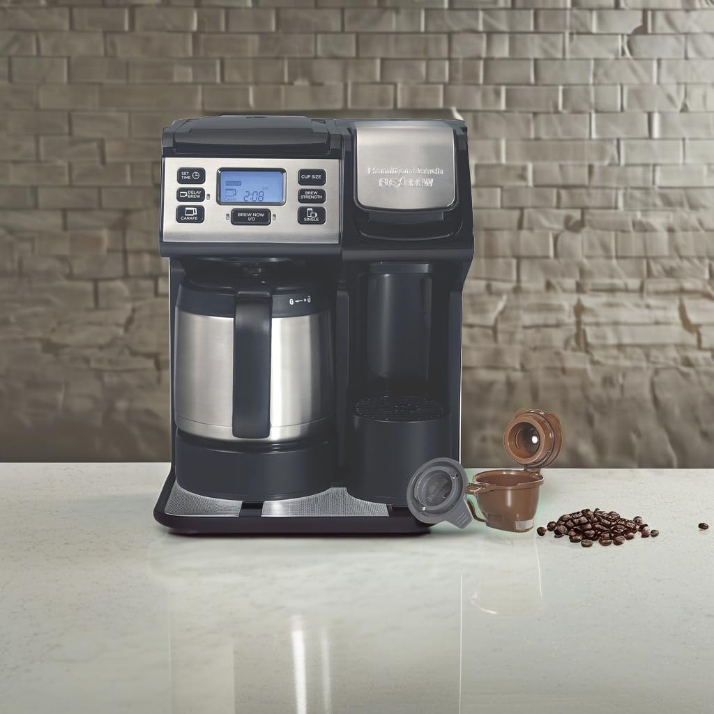 2-Way Coffee Maker with K-Cup Pods or Grounds, Black and Stainless F681