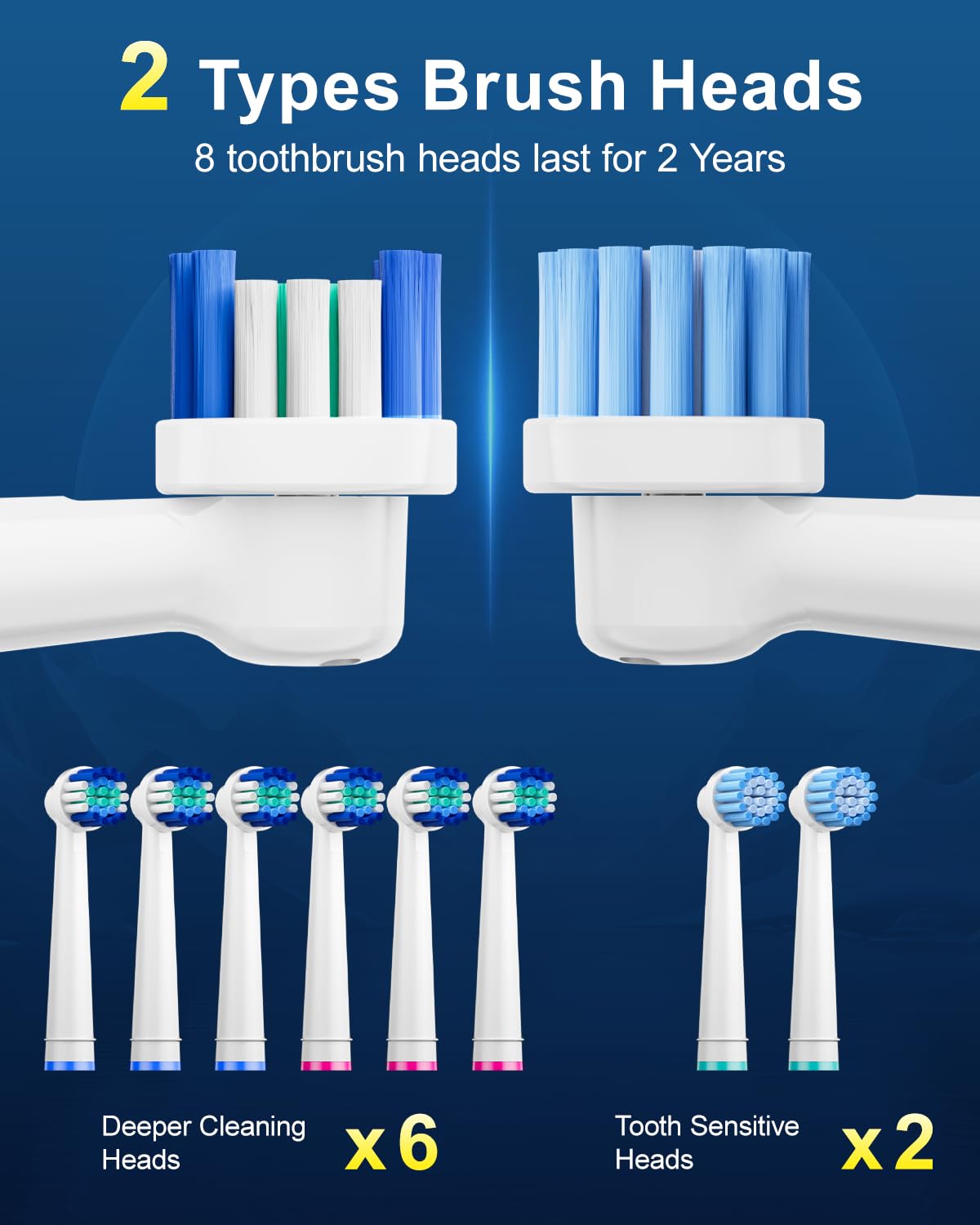 Black Rechargeable Electric Toothbrush with 8 Brush Heads W739151