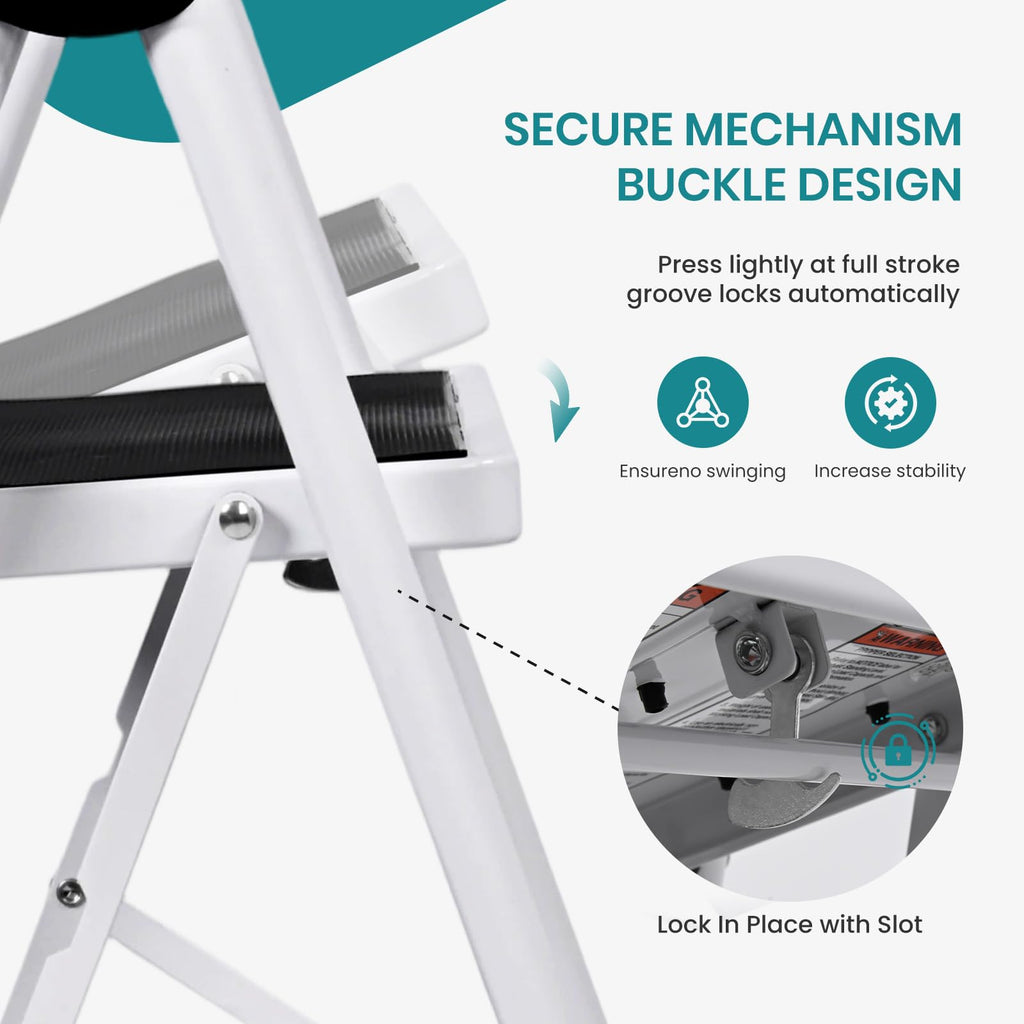 3 Step Ladder with Anti-Slip Pedal & Handrail Y56212