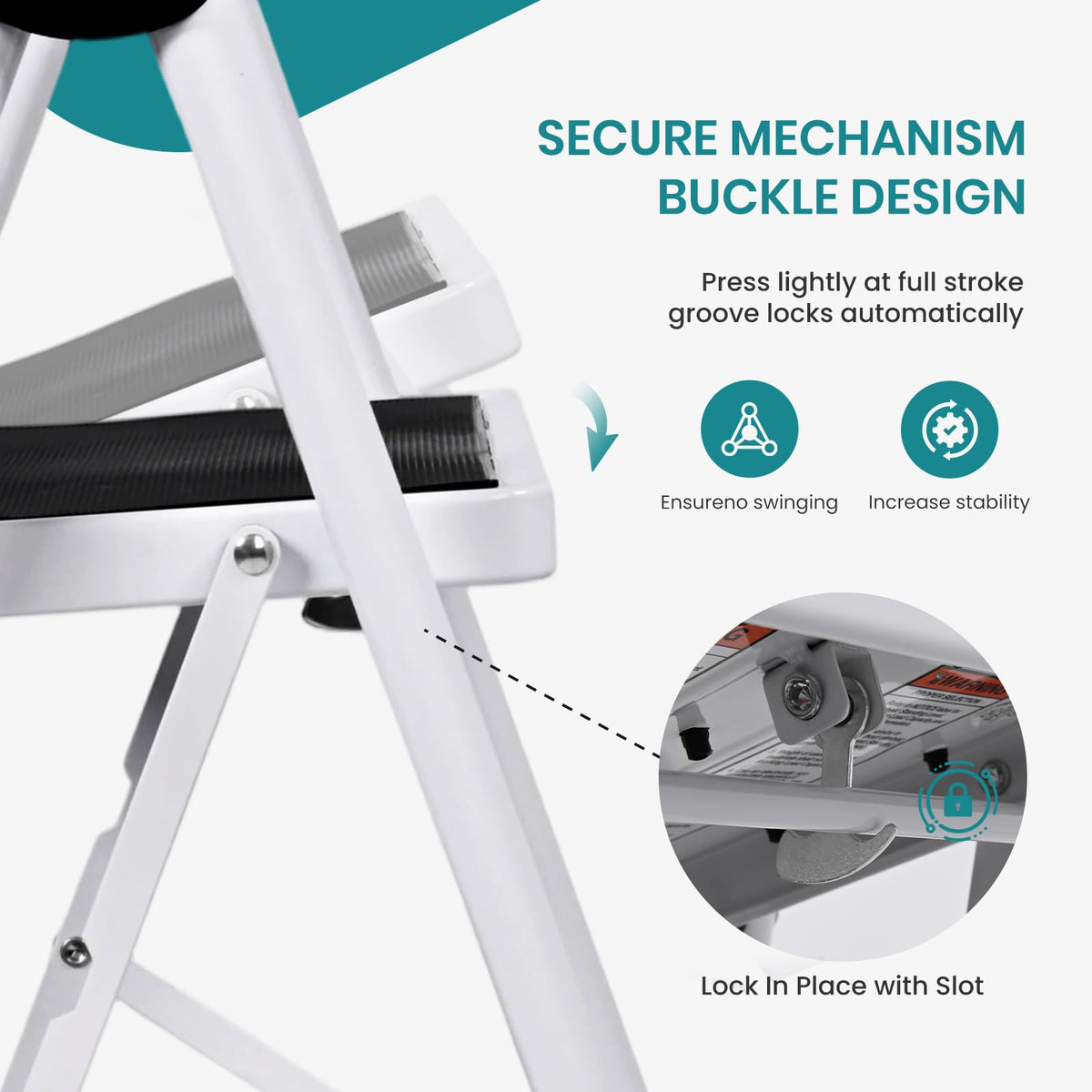 3 Step Ladder with Anti-Slip Pedal & Handrail Y56212