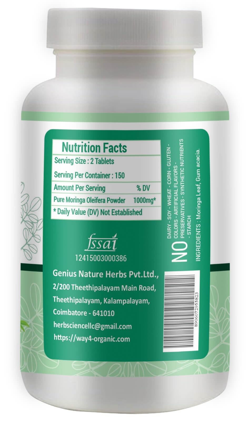 Moringa Leaf Powder Capsules 300 Pills O3497