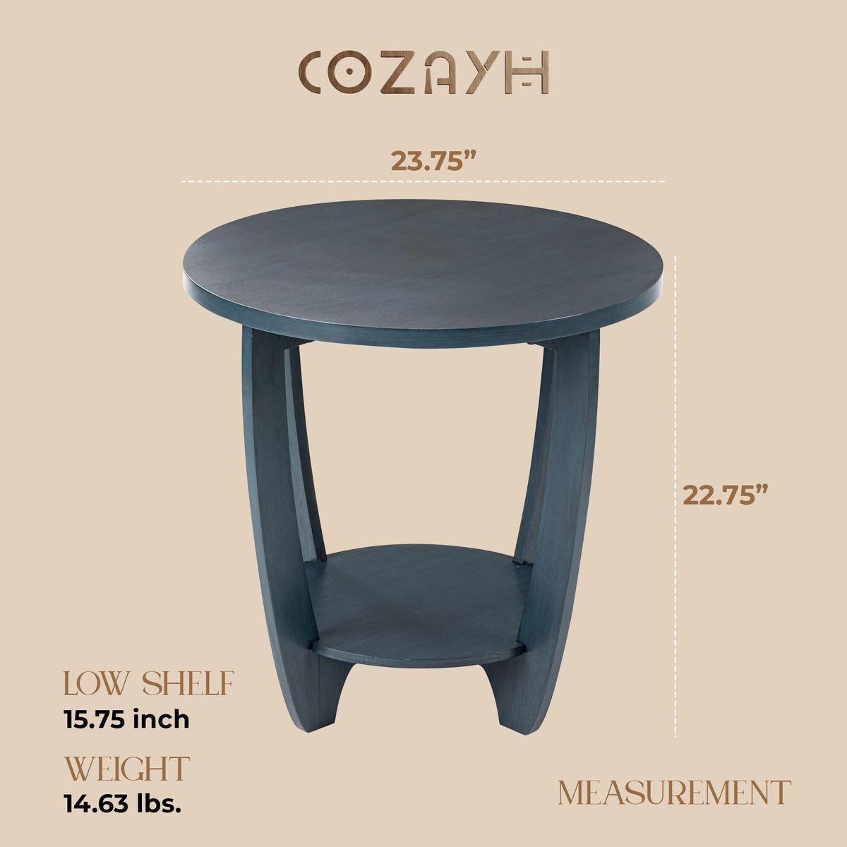 Round End Table with Storage Shelf S833235