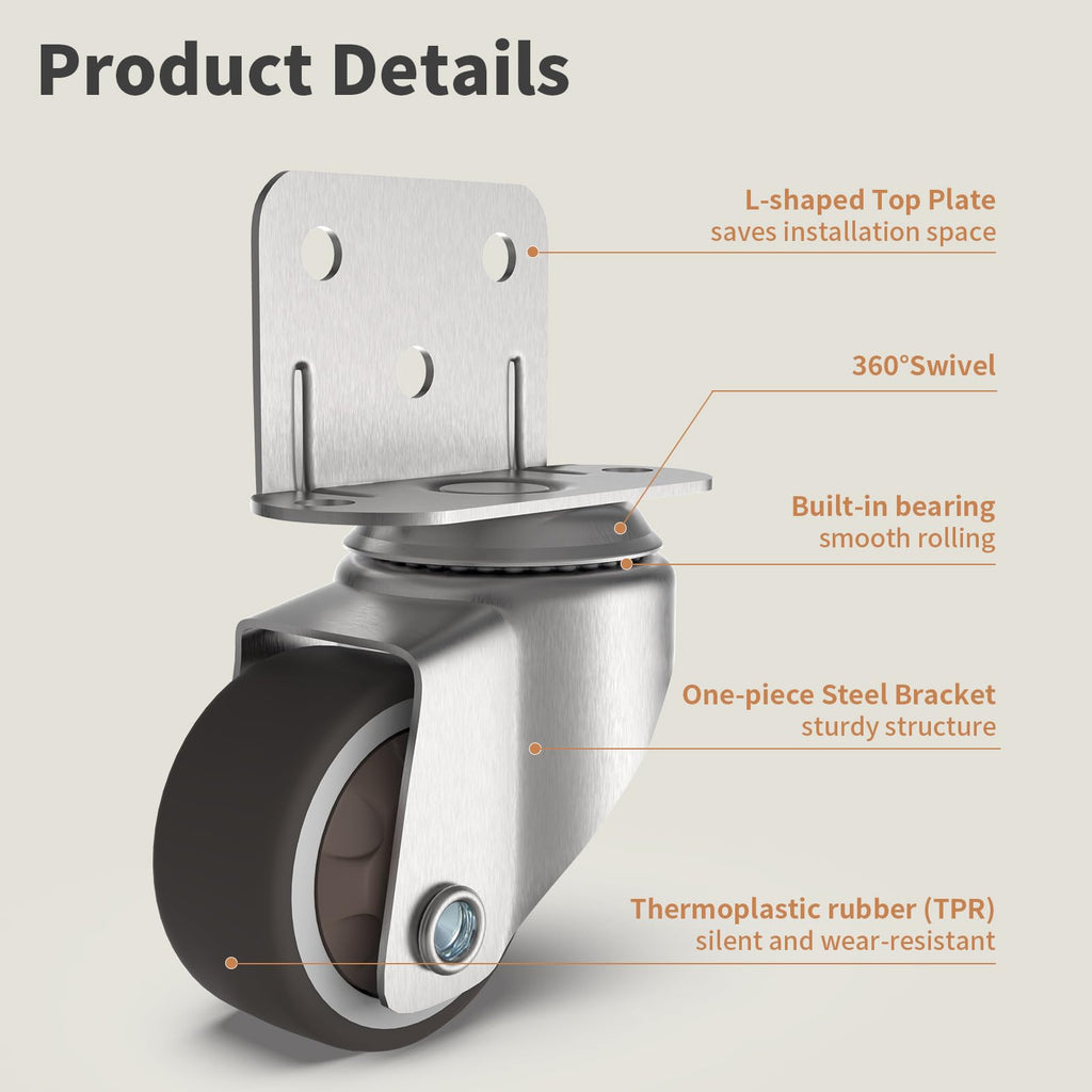 1" Swivel Plate Casters, 4 Pcs B22760