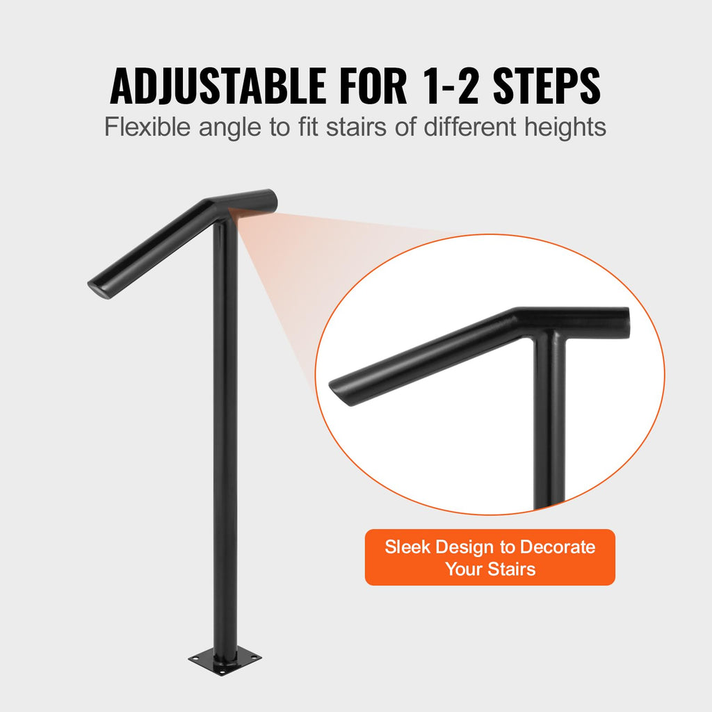 Black Steel Railing 330LBS Capacity Metal Handrails M859