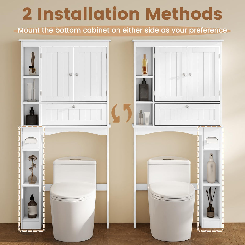Over The Toilet Storage Cabinet with Doors and Adjustable Shelf, White A26701