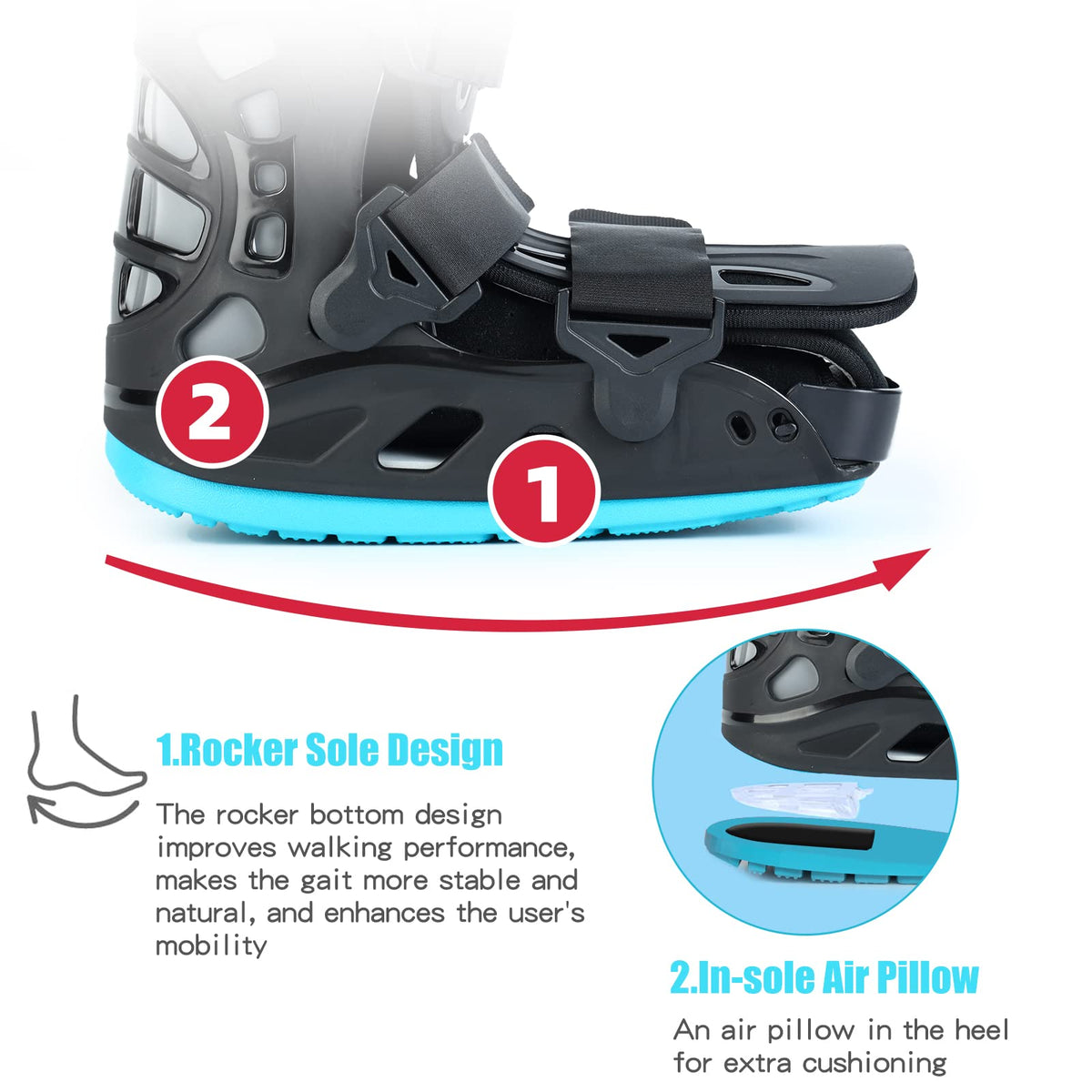 Black Medium Inflatable Walking Boot L558893
