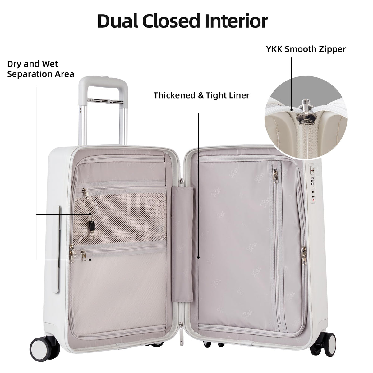 20 Inch Lightweight Hard Shell Carry On Luggage with Spinner Wheels D1651