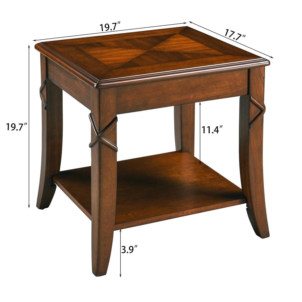 Solid Wood End Table with Storage Shelf E2680