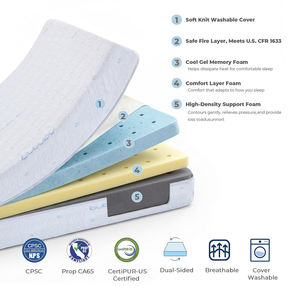 52x27.5x6 Dual-Sided Gel Memory Foam Crib Mattress B19988