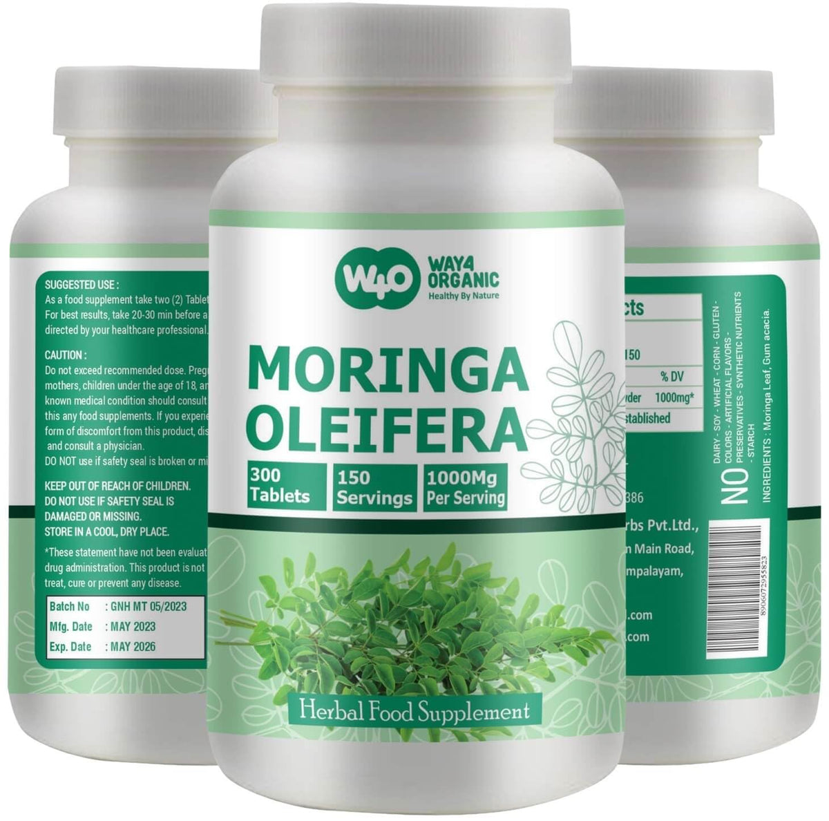 Moringa Leaf Powder Capsules 300 Pills O3497