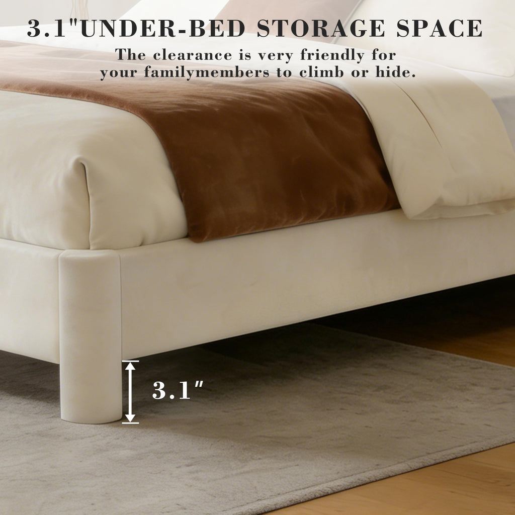 King Size Velvet Upholstered Bed Frame with Headboard W2512