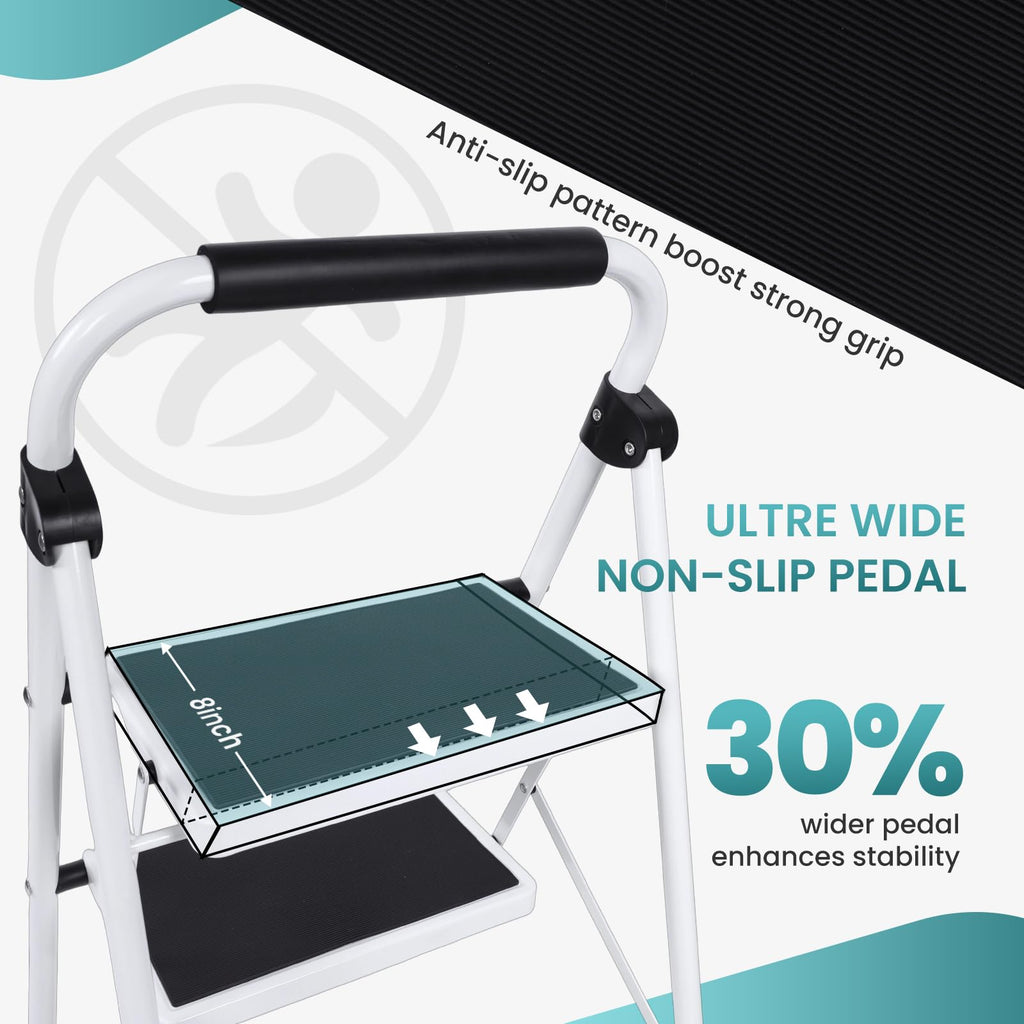 3 Step Ladder with Anti-Slip Pedal & Handrail Y56212