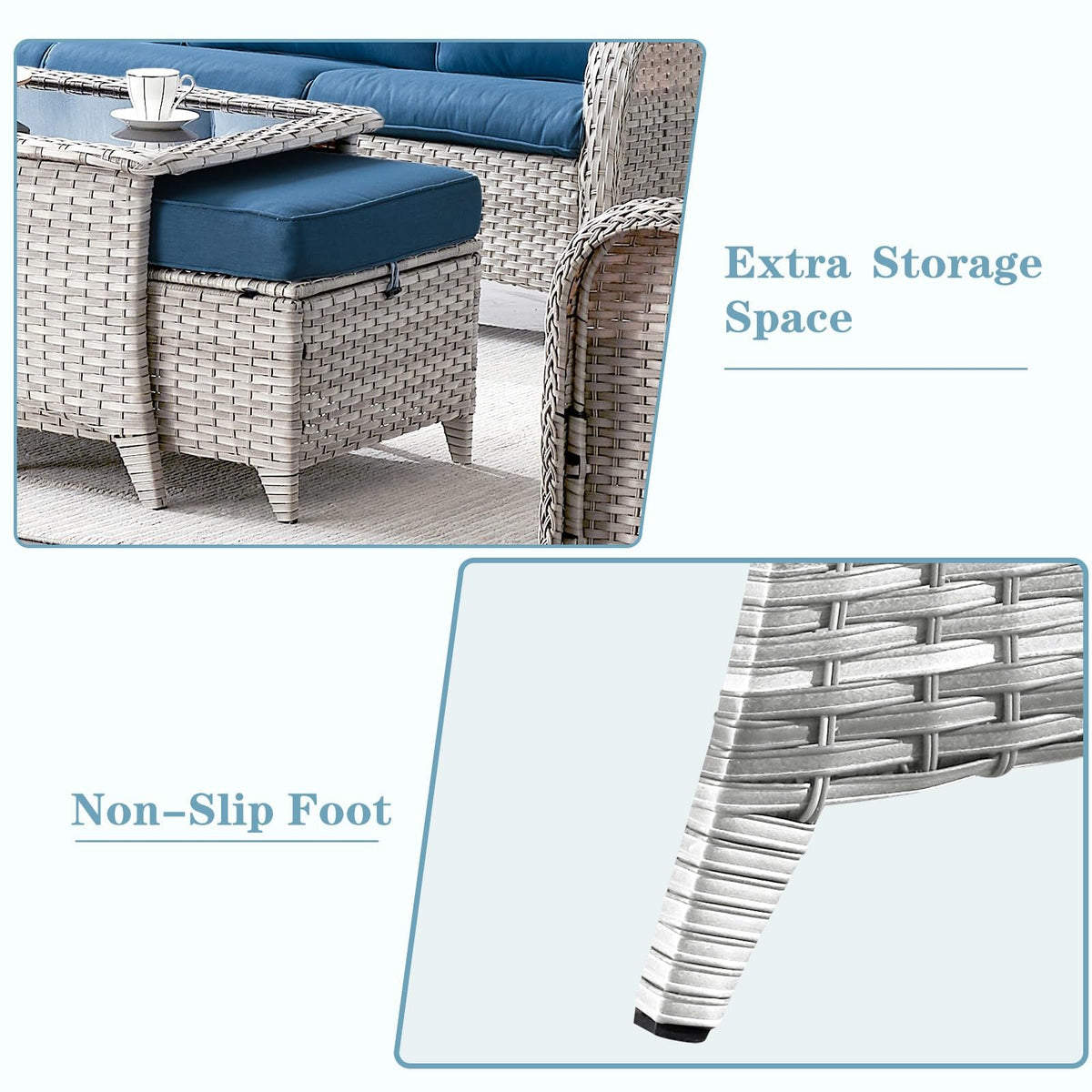 8 Piece Wicker Patio Furniture Set with Swivel Rocker Chairs and Coffee Table S707386