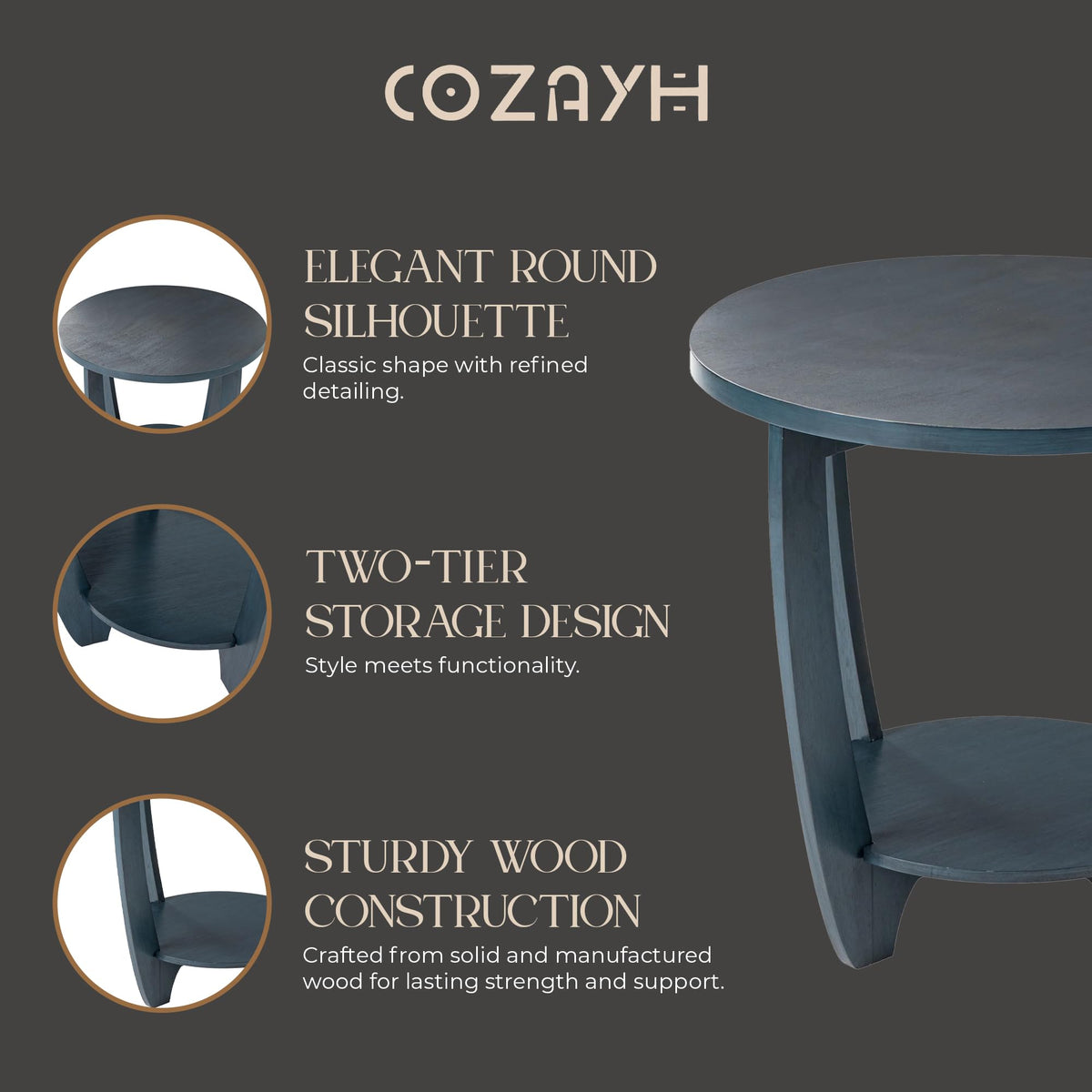 Round End Table with Storage Shelf S833235
