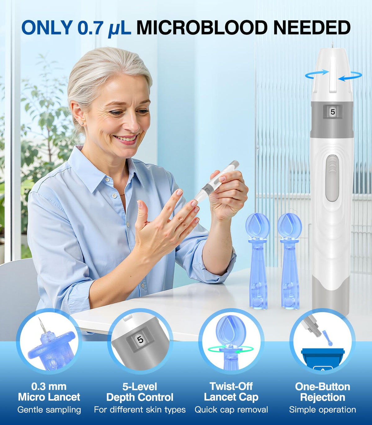 Blood Glucose Monitor Kit with 100 Strips W901
