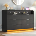 Black 9 Drawer Wood Dresser Q408