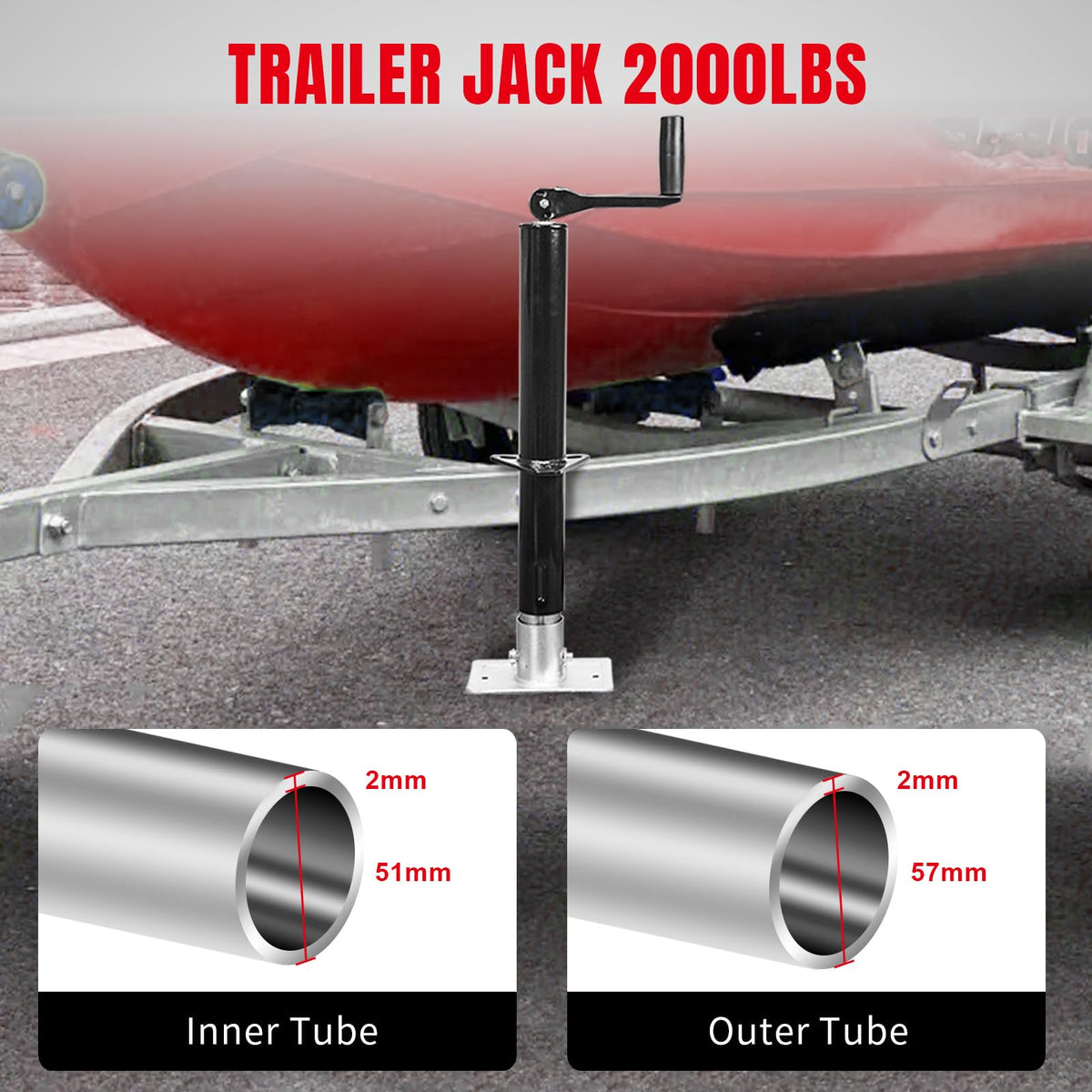 A-Frame Trailer Jack 2,000 LBs Capacity 14 Inches Vertical Travel L609