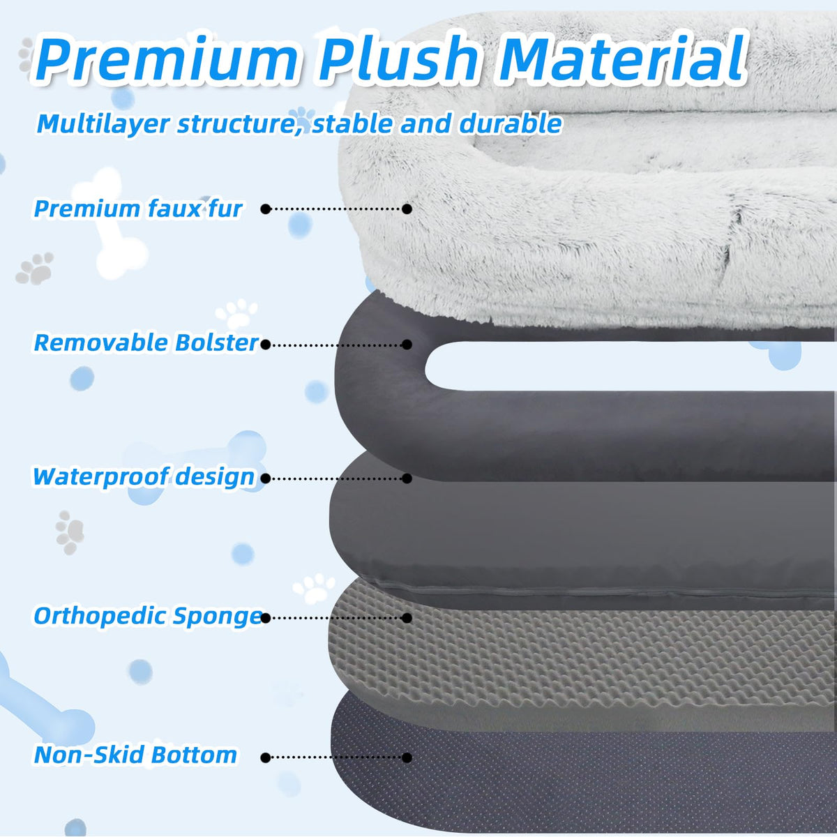 Grey Human Dog Bed J1013