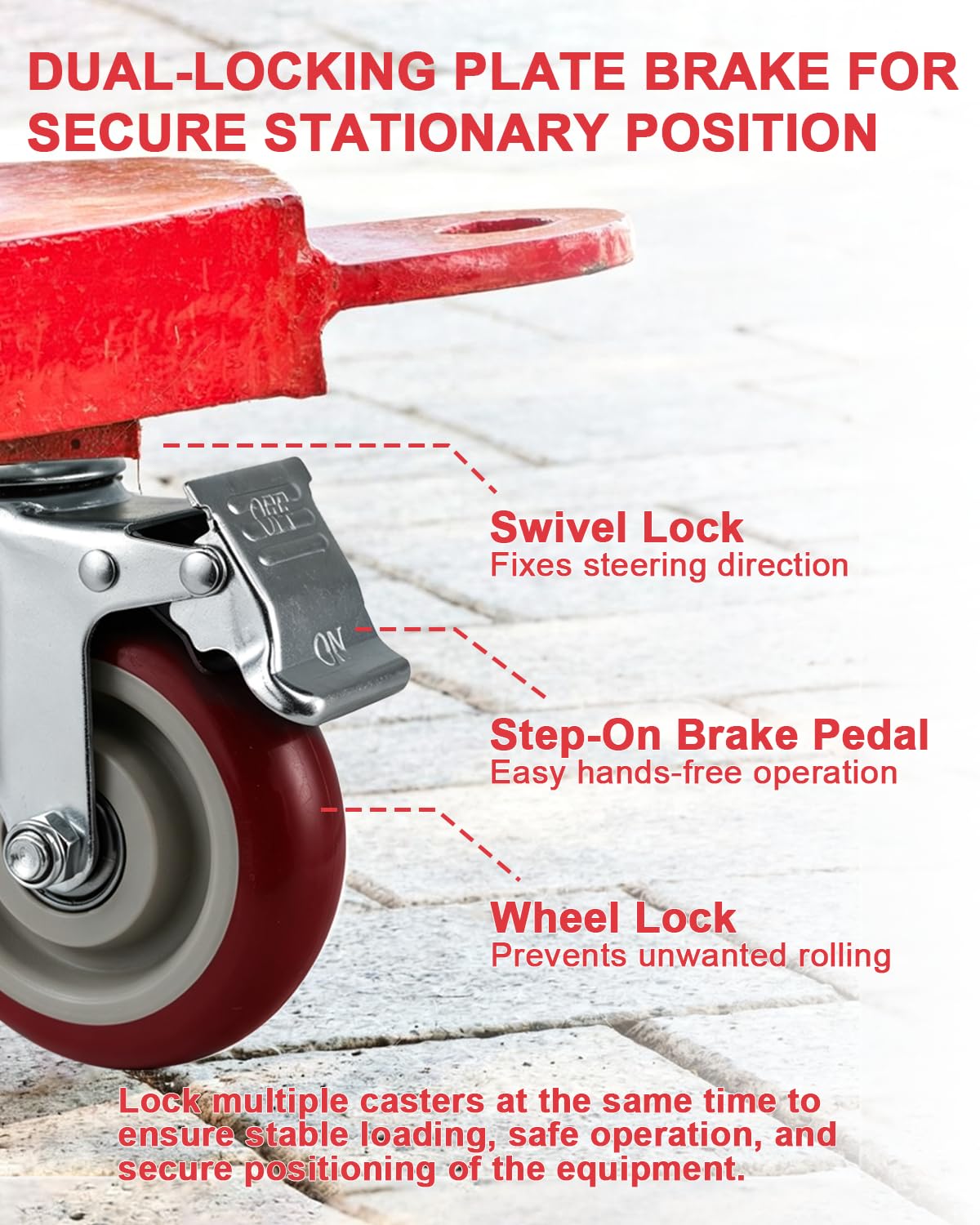 6 Pcs 4 Inch Heavy Duty Locking Swivel Plate Casters M8094
