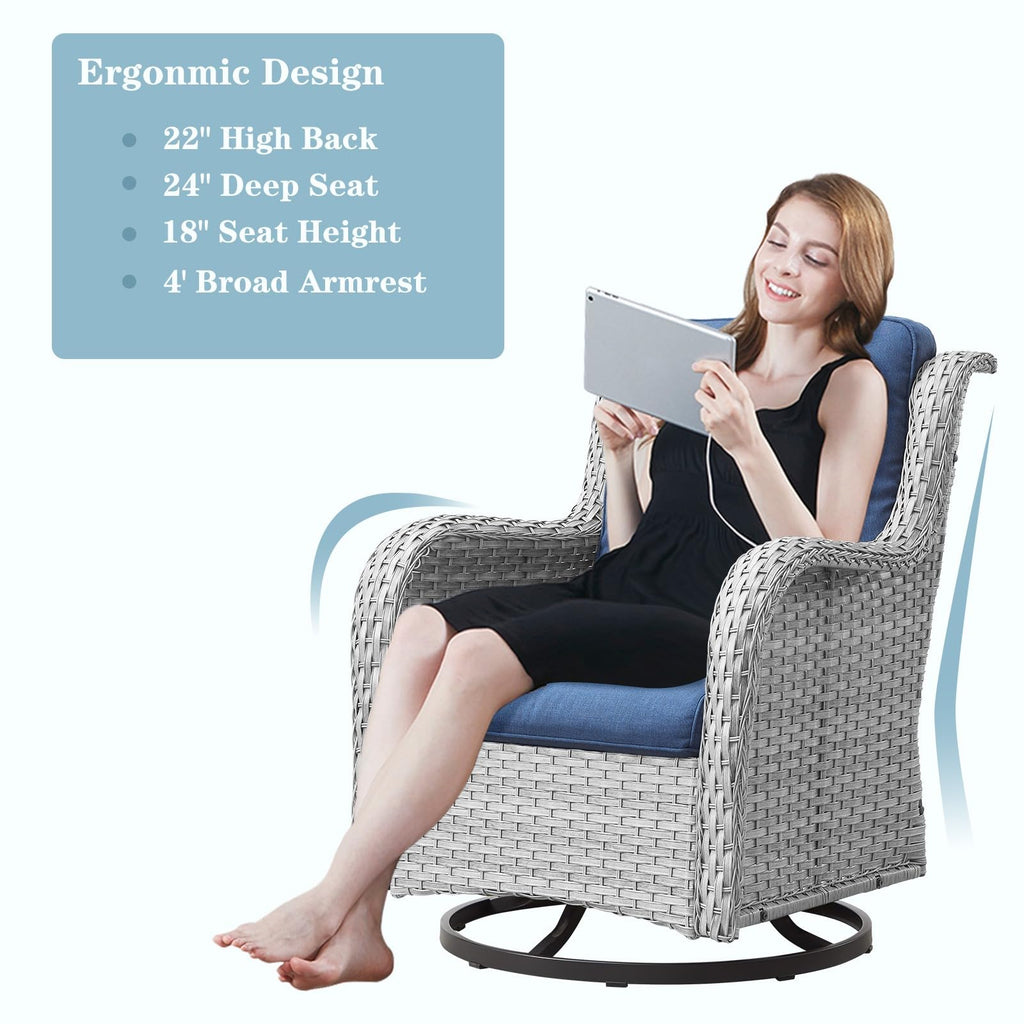 8 Piece Wicker Patio Furniture Set with Swivel Rocker Chairs and Coffee Table S707386