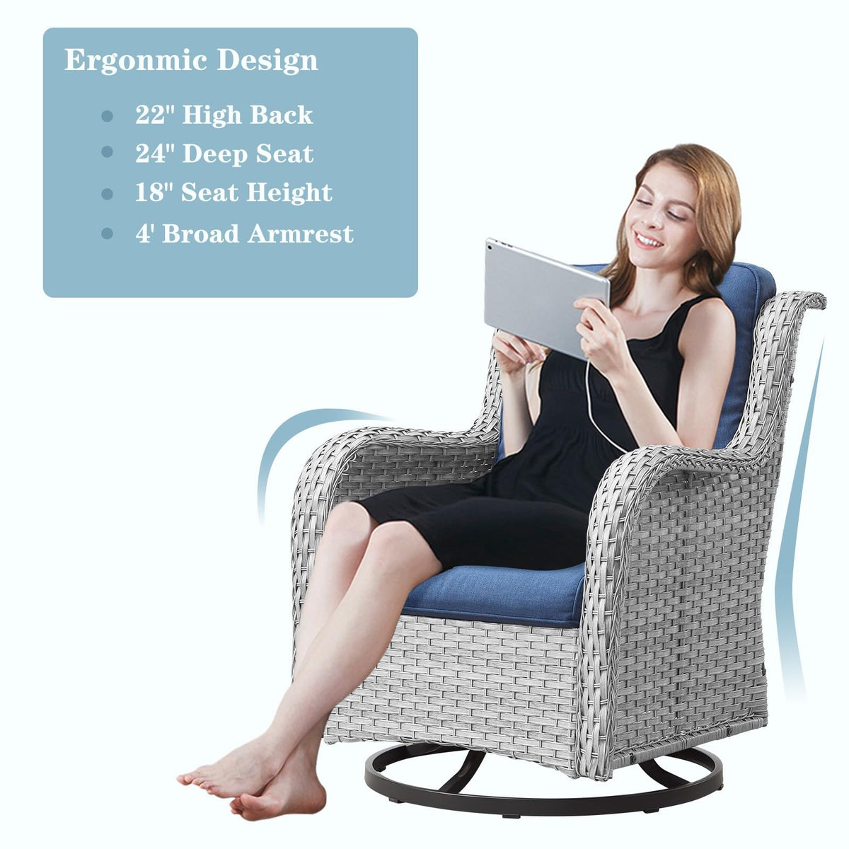8 Piece Wicker Patio Furniture Set with Swivel Rocker Chairs and Coffee Table S707386