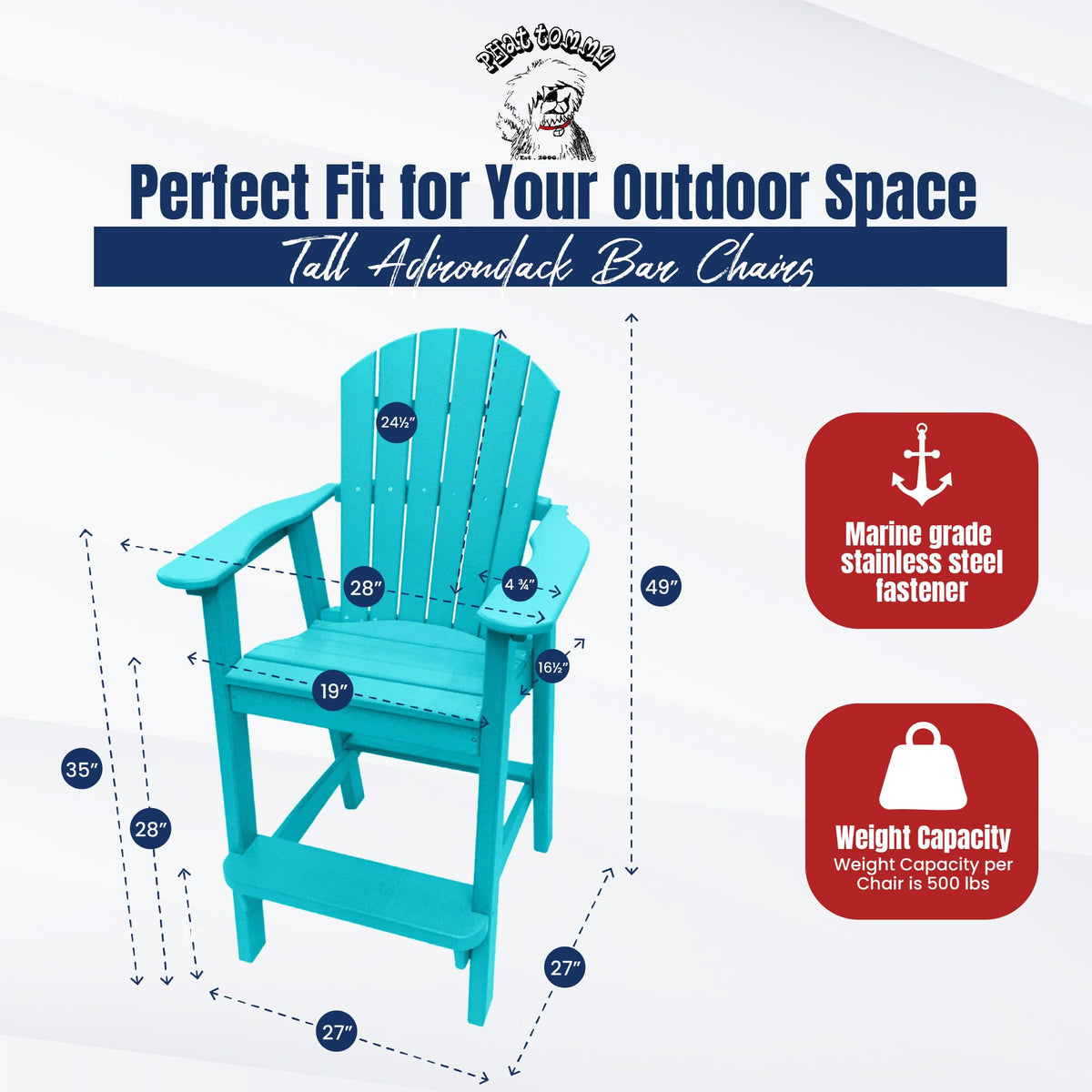 Teal HDPE Adirondack Chair X655