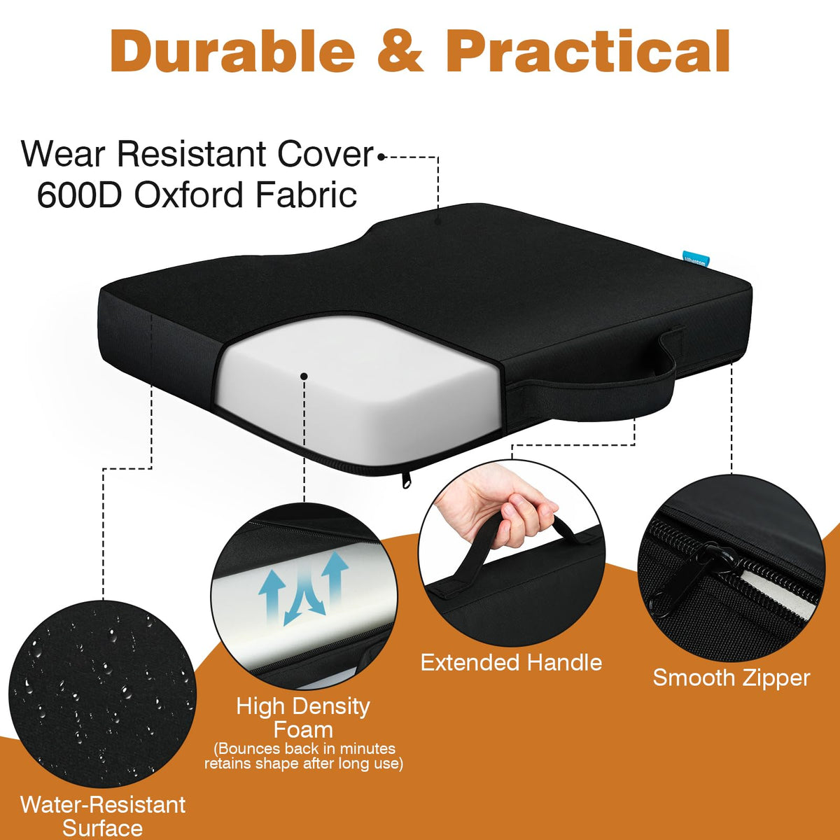 Portable Extra Thick Waterproof Stadium Seat Cushions with Handle, 2PCS X593476