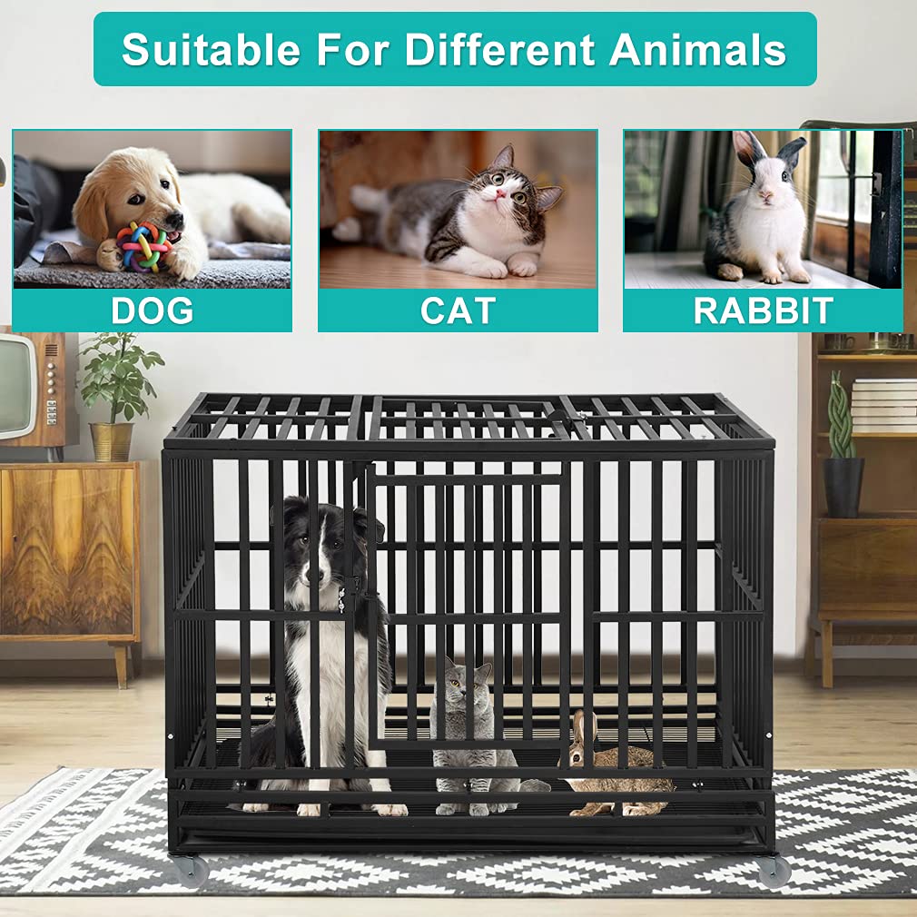 48 Inch Heavy Duty Metal Dog Crate with Double Door N359808
