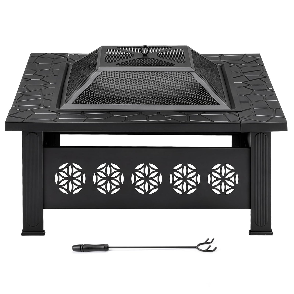 32 Inch Square Wood Burning Fire Pit Table L468304