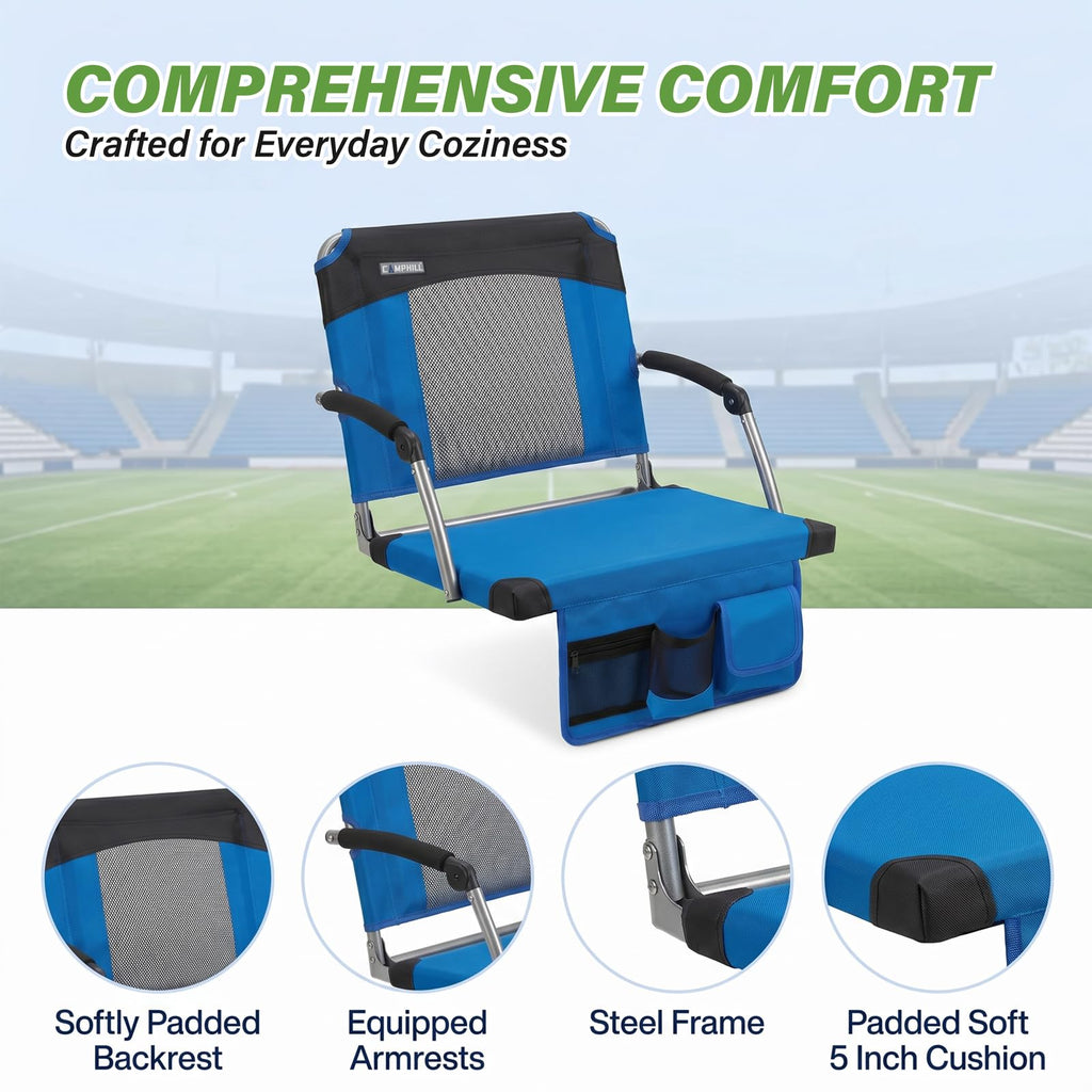 2 Pack Blue Stadium Seats with Back Support & Armrests G45374