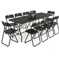 8FT Foldable Table Set with 10 Pack Plastic Folding Chairs E914