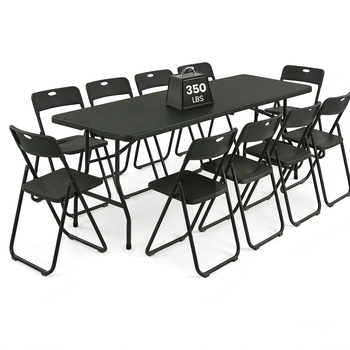 8FT Foldable Table Set with 10 Pack Plastic Folding Chairs E914