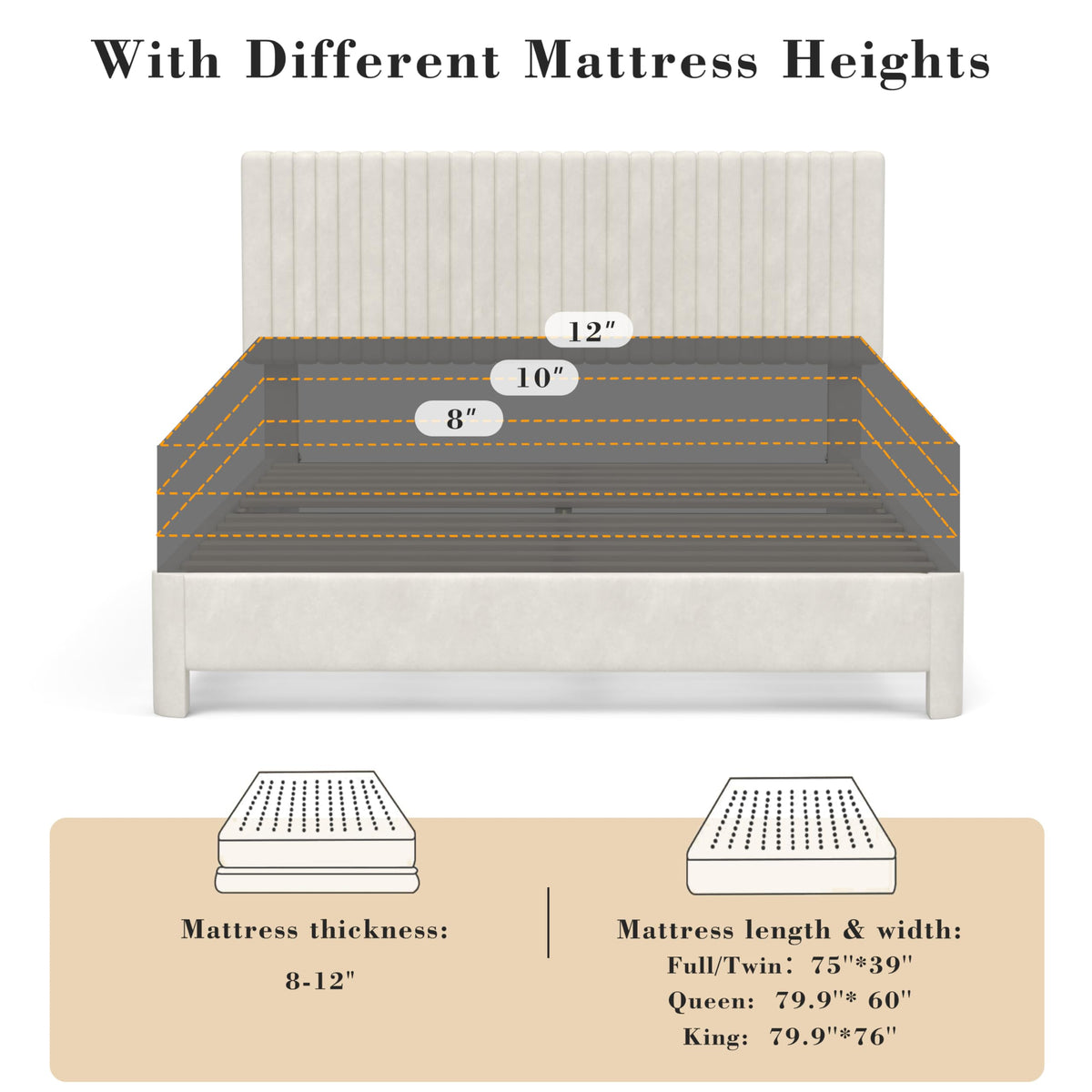 King Size Velvet Upholstered Bed Frame with Headboard W2512