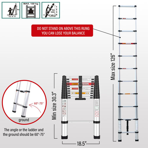 10.5 Feet Aluminum Telescoping Ladder G44097