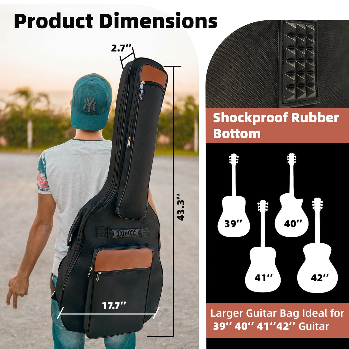 Acoustic Guitar Bag with 0.5-inch Padding (Black) C596565