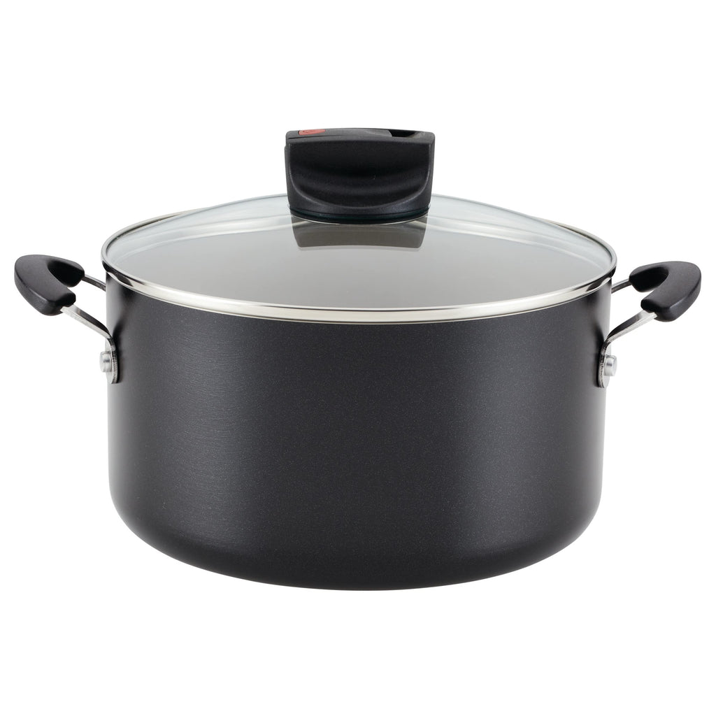 Nonstick Stock Pot with Lid, 6 Quart, Black E580