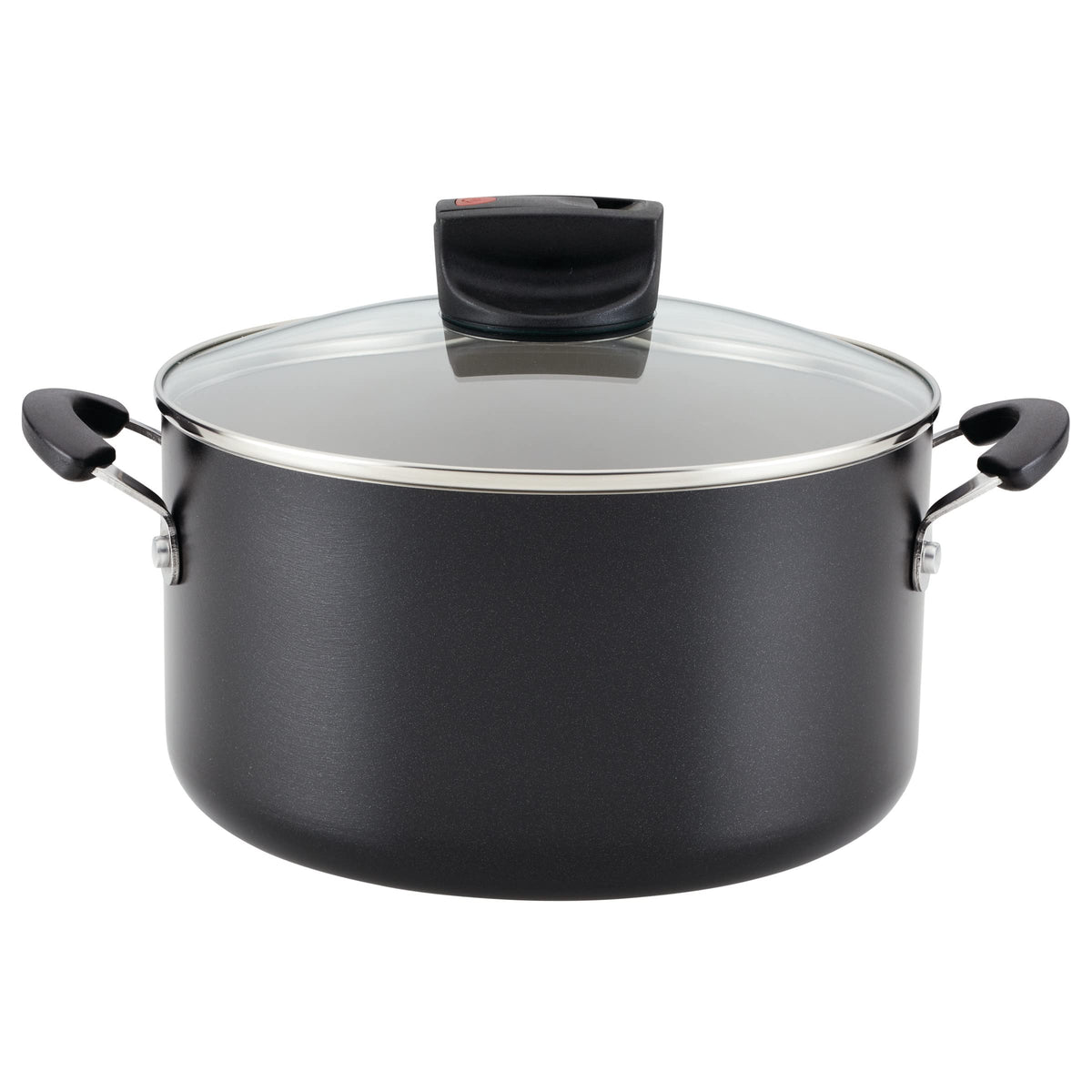 Nonstick Stock Pot with Lid, 6 Quart, Black E580