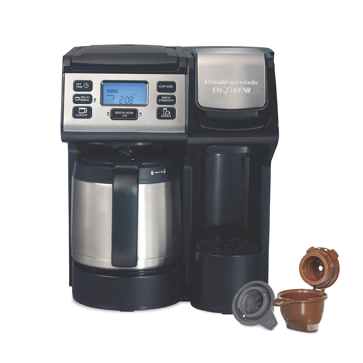 2-Way Coffee Maker with K-Cup Pods or Grounds, Black and Stainless F681