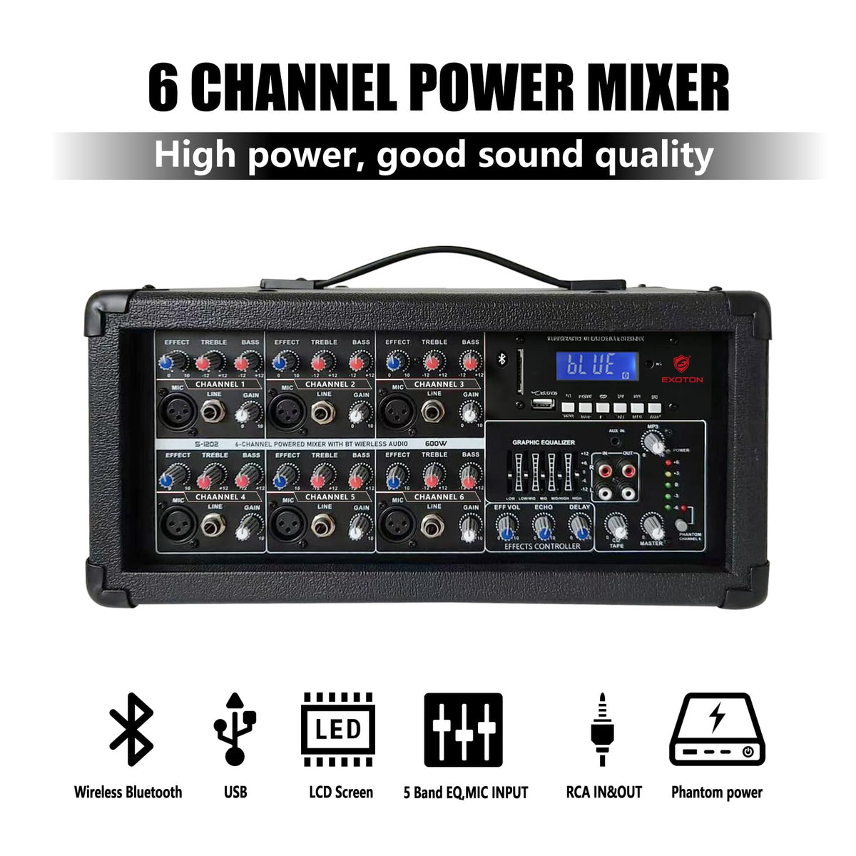 2000W Bluetooth PA System with Powered Mixer Set I38063