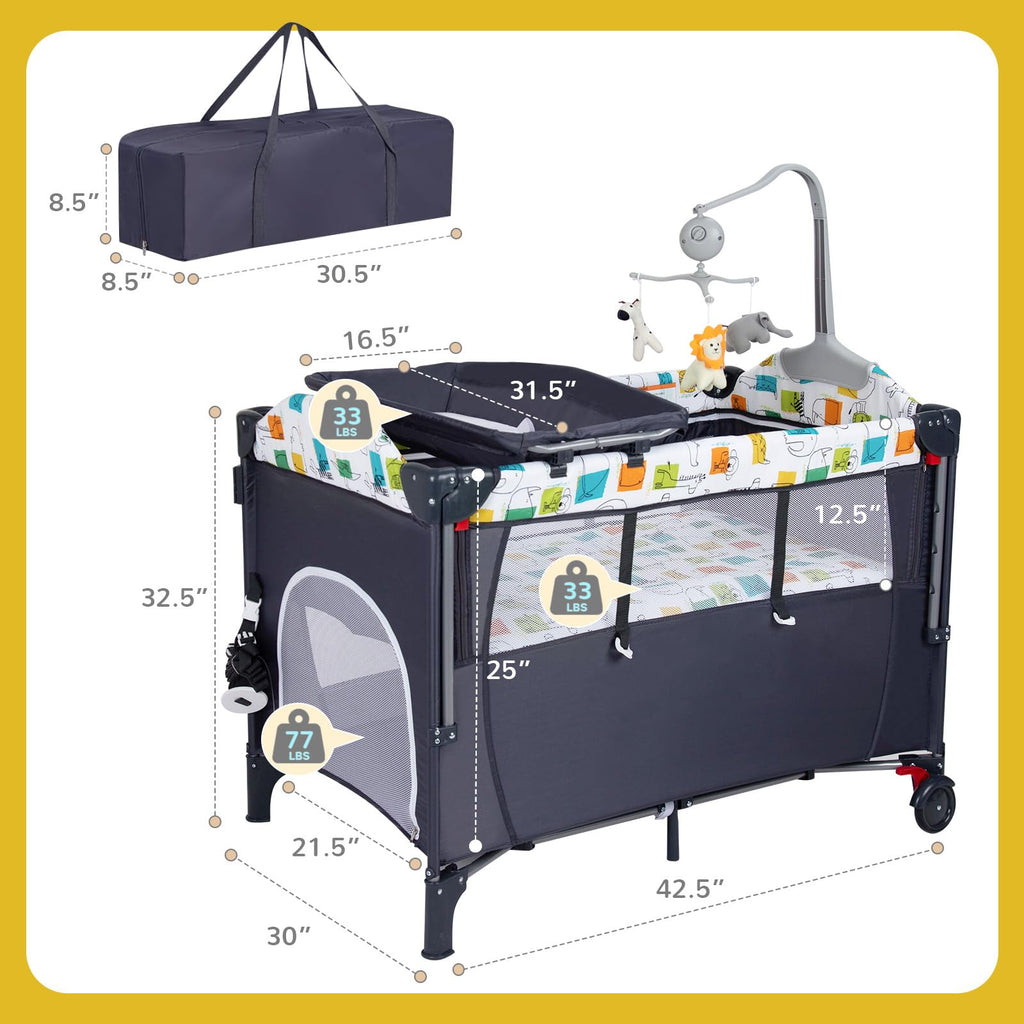 5 in 1 Baby Bedside Sleeper with Changing Table and Mattress R758205