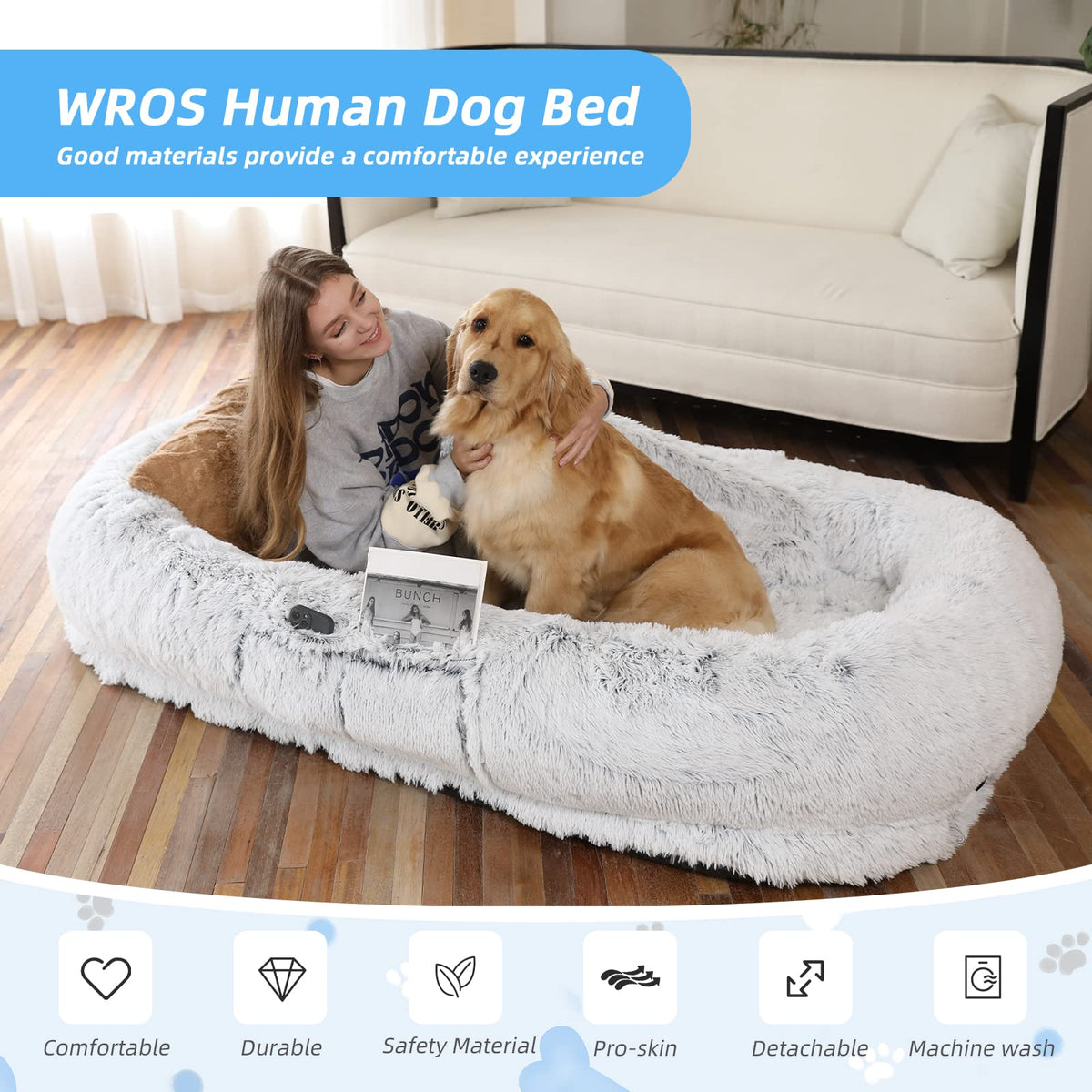 Grey Human Dog Bed J1013